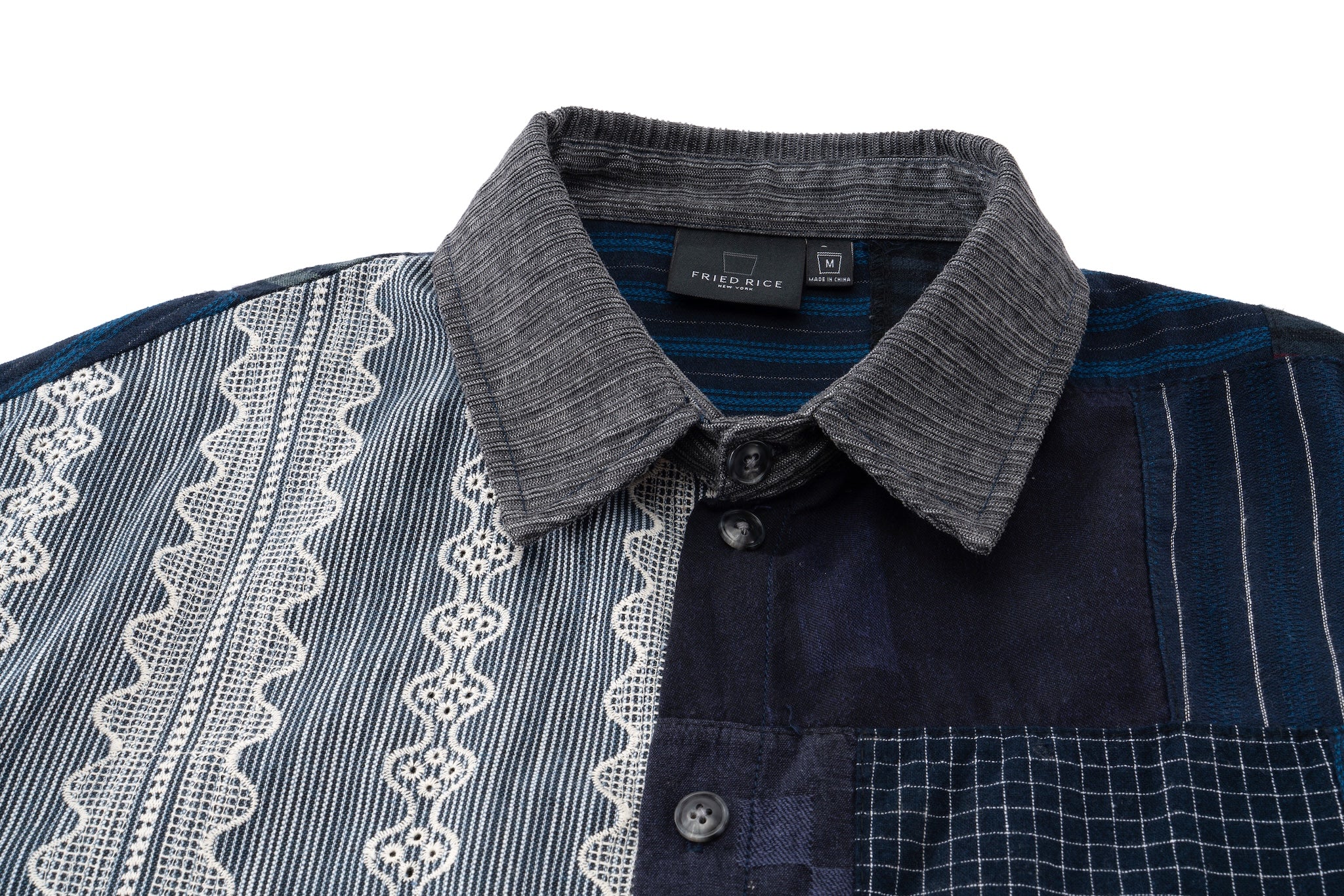 Contrast Panel Patchwork Shirt - Lace, Mixed Pattern - Image 13
