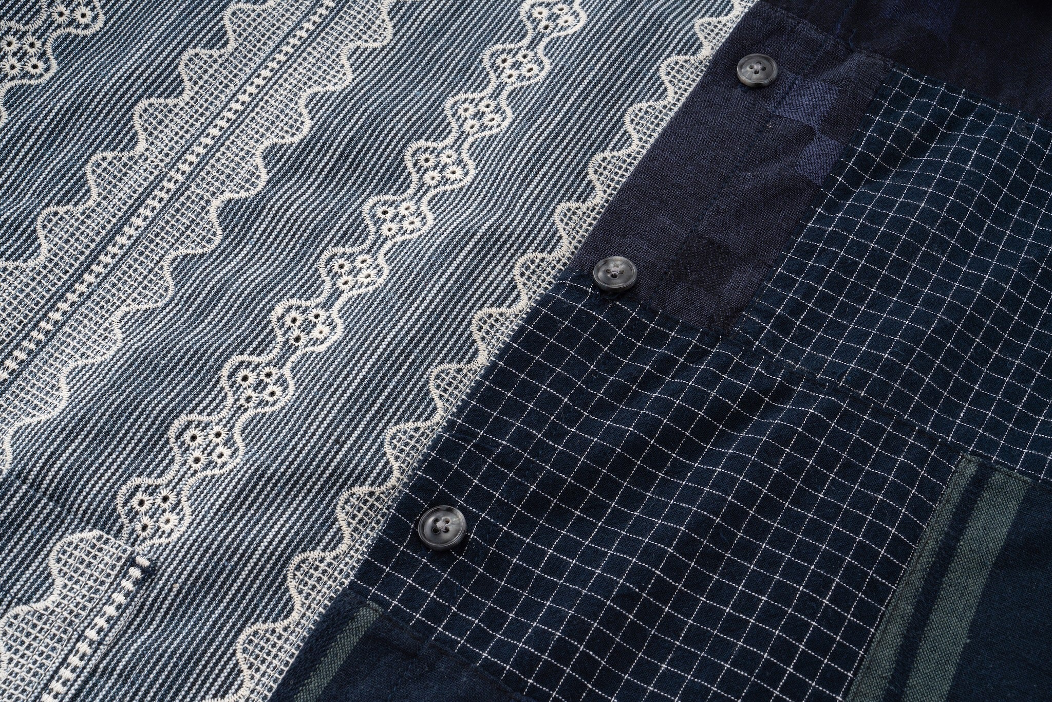 Contrast Panel Patchwork Shirt - Lace, Mixed Pattern - Image 14
