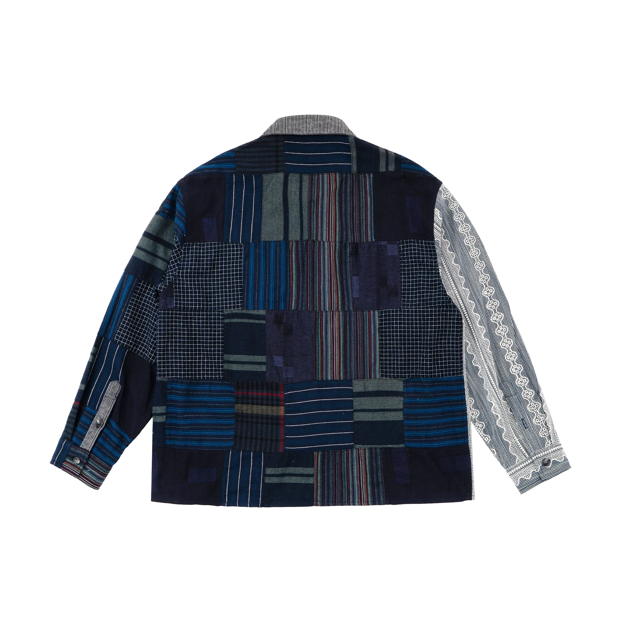 Contrast Panel Patchwork Shirt - Lace, Mixed Pattern - Image 2