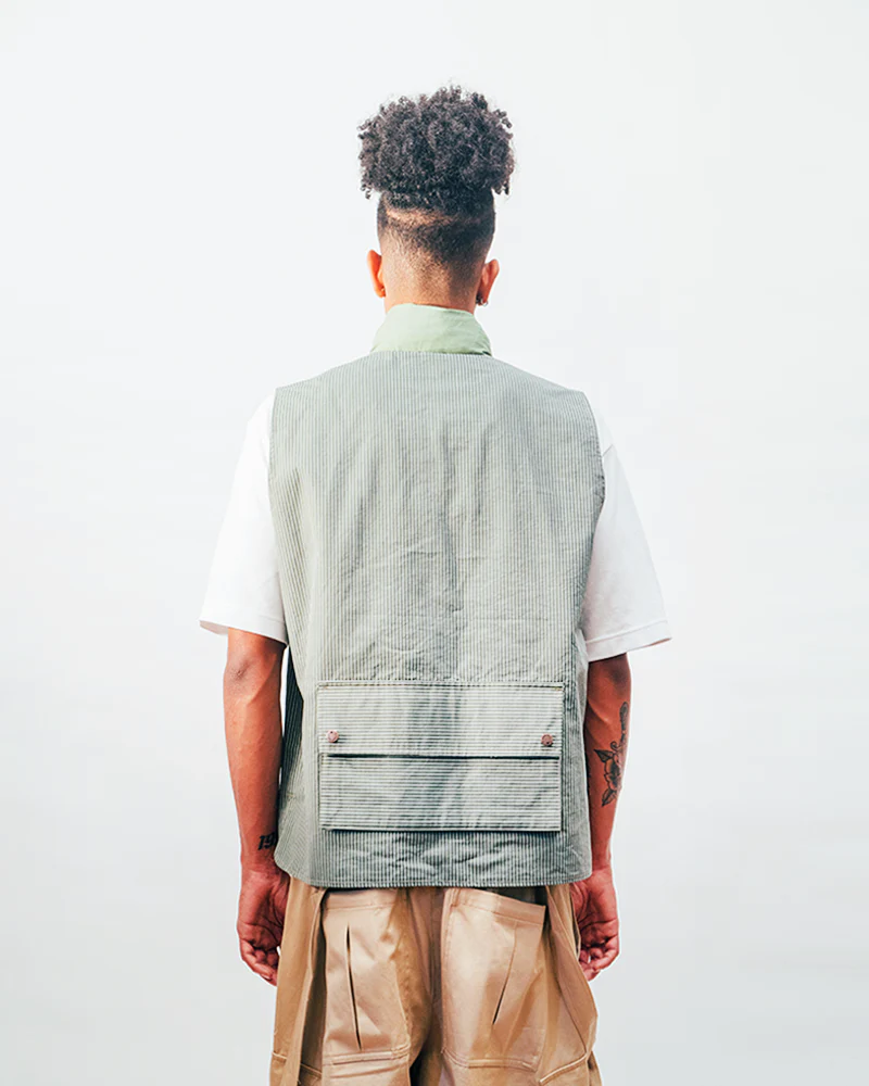 Reversible Utility Vest - Green x Stripe (FINAL SALE) - Image 12