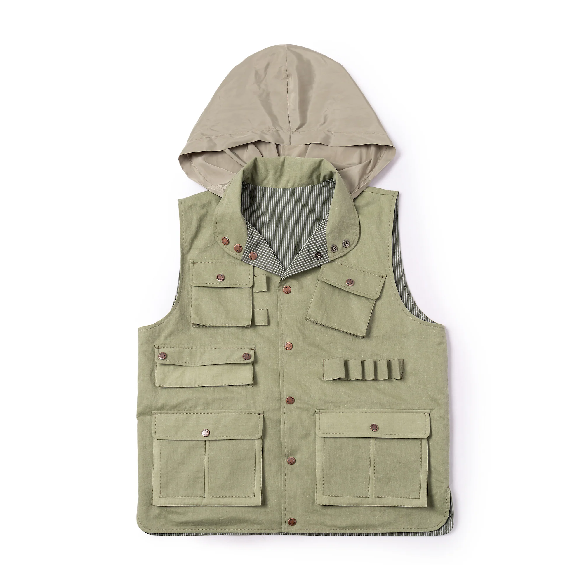 Reversible Utility Vest - Green x Stripe (FINAL SALE) - Image 13