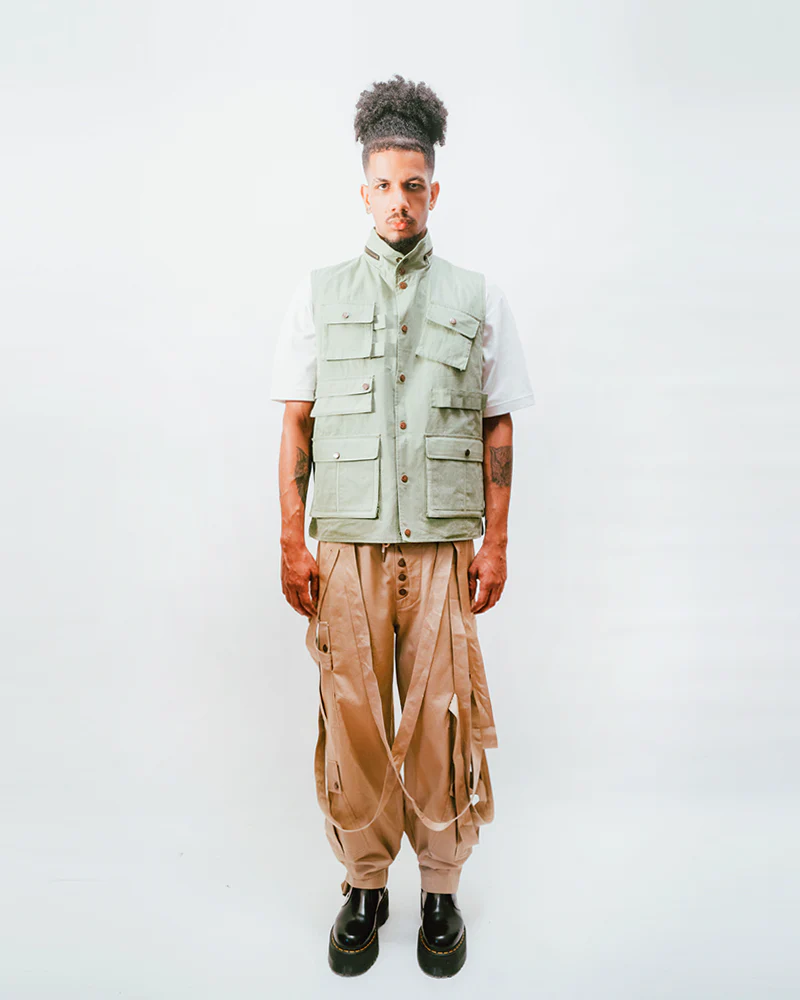 Reversible Utility Vest - Green x Stripe (FINAL SALE) - Image 4