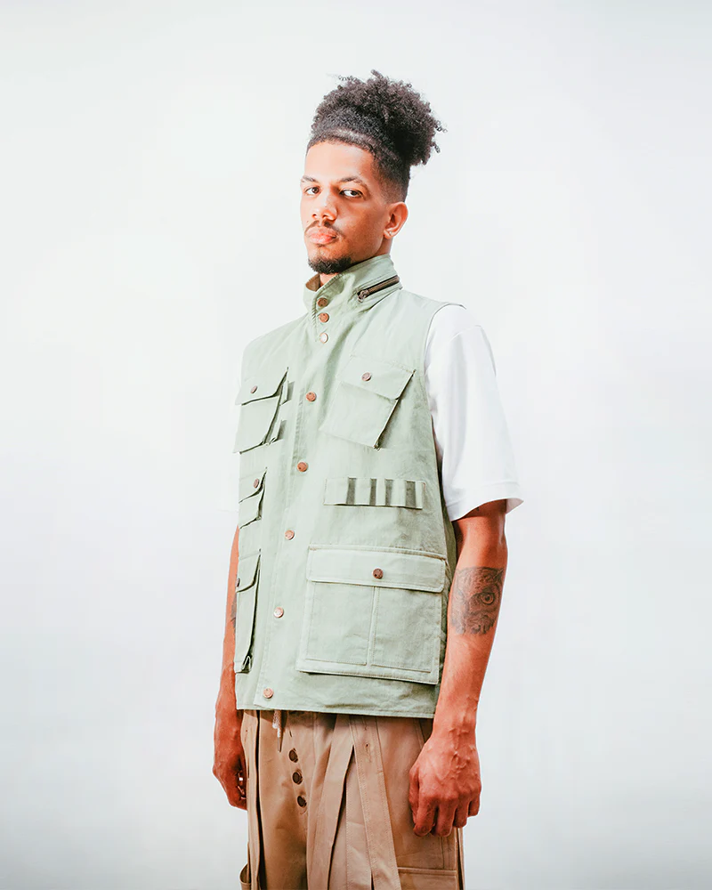 Reversible Utility Vest - Green x Stripe (FINAL SALE) - Image 5