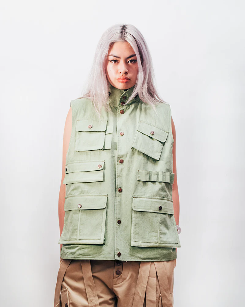 Reversible Utility Vest - Green x Stripe (FINAL SALE) - Image 9