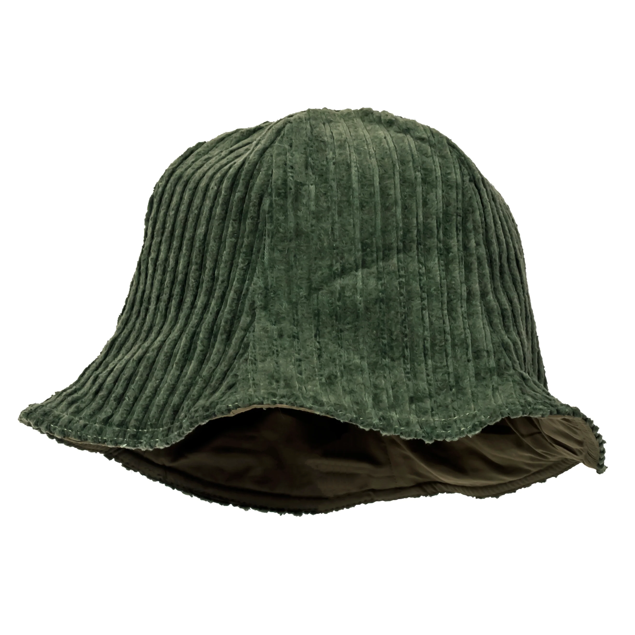 Corduroy Lampshade Hat - Olive Green - Image 4
