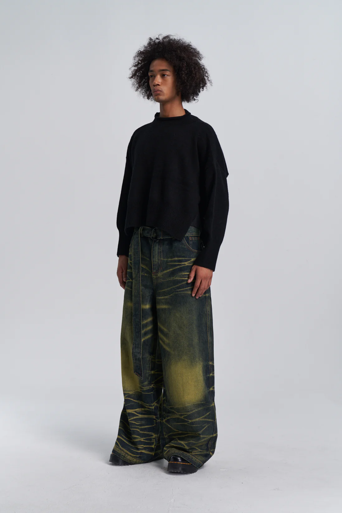 Cropped Knit Top – Open-Side Cut Pullover Midnight - Image 14