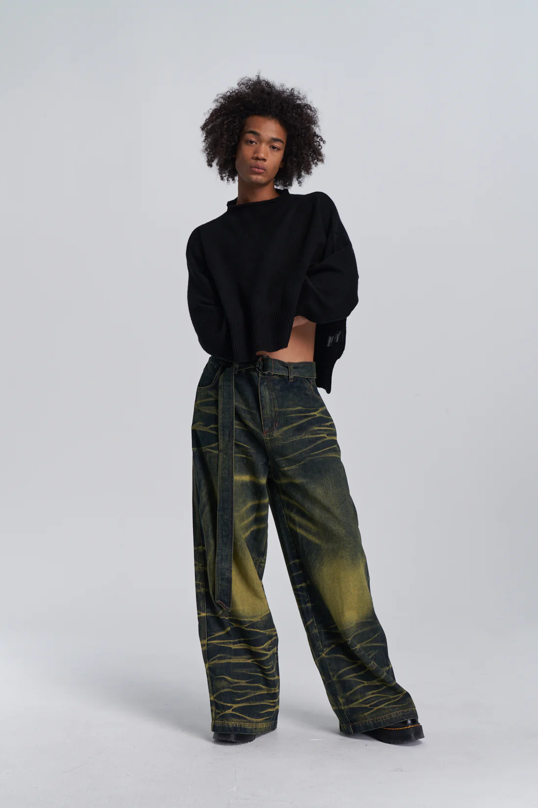 Cropped Knit Top – Open-Side Cut Pullover Midnight - Image 15