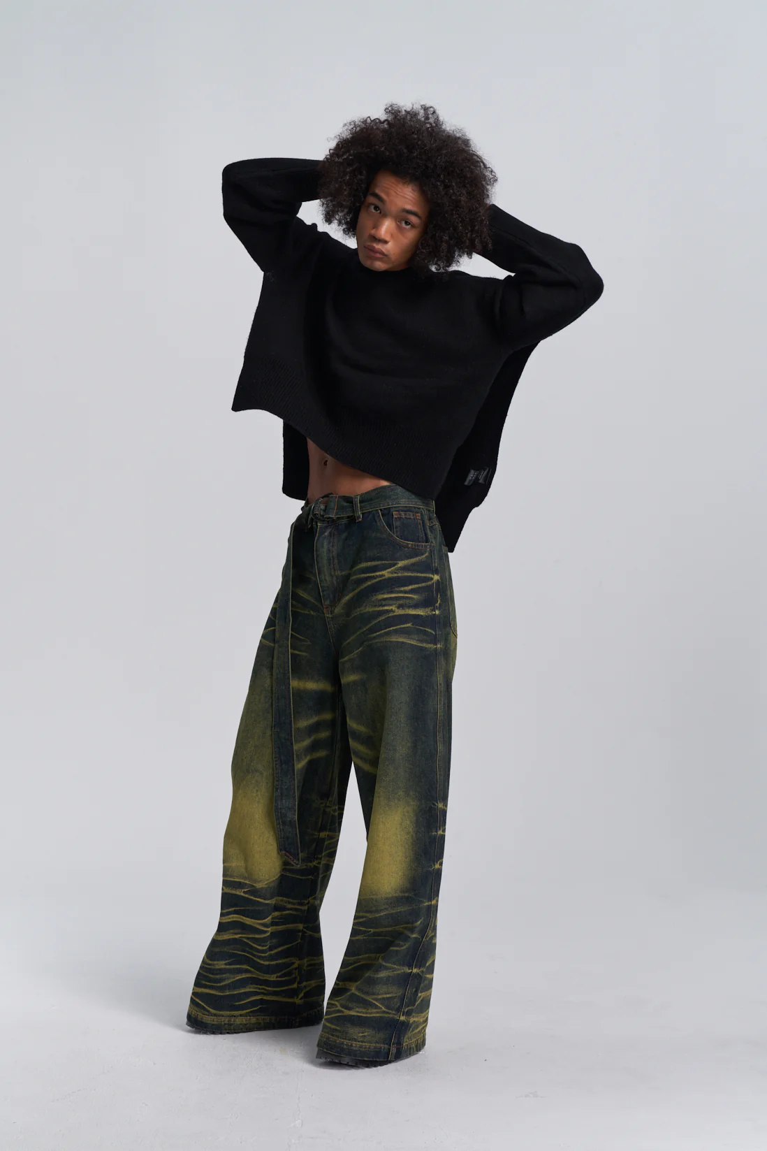 Cropped Knit Top – Open-Side Cut Pullover Midnight - Image 18