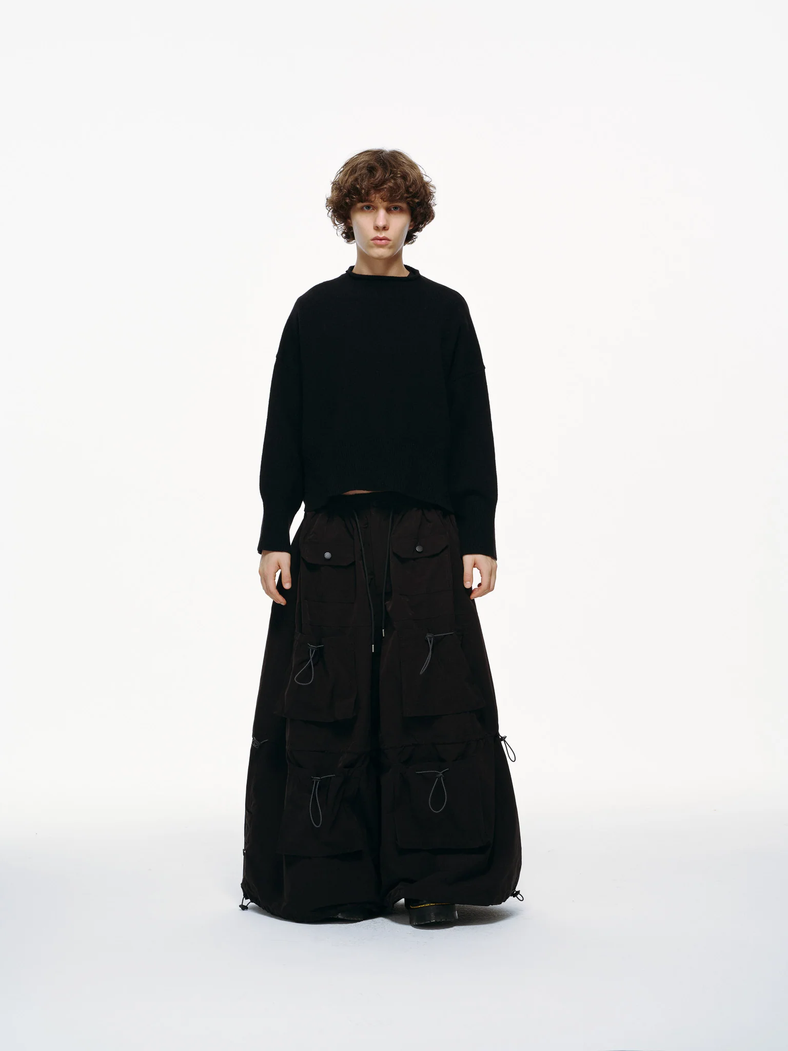 Cropped Knit Top – Open-Side Cut Pullover Midnight - Image 3