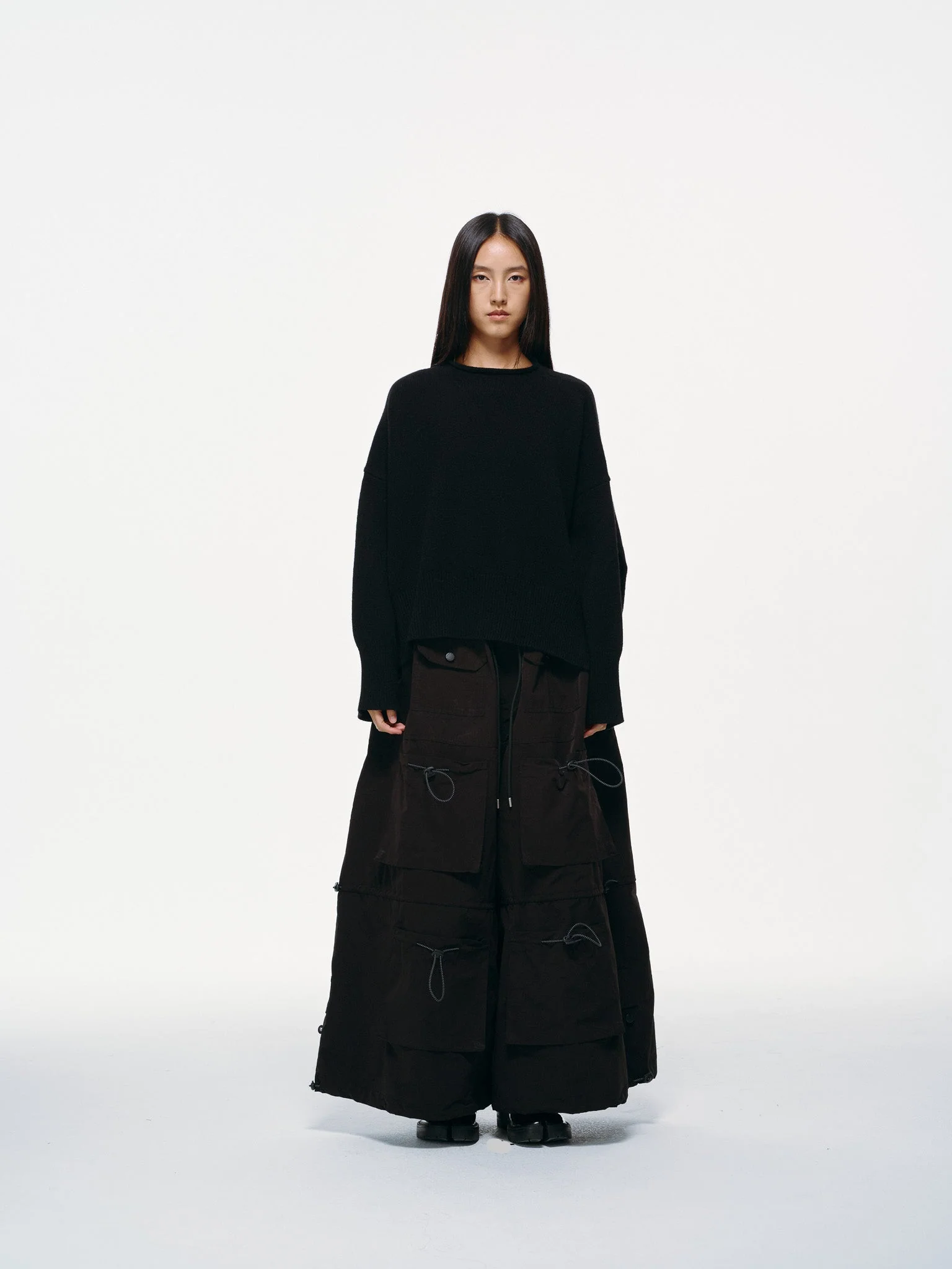 Cropped Knit Top – Open-Side Cut Pullover Midnight - Image 4