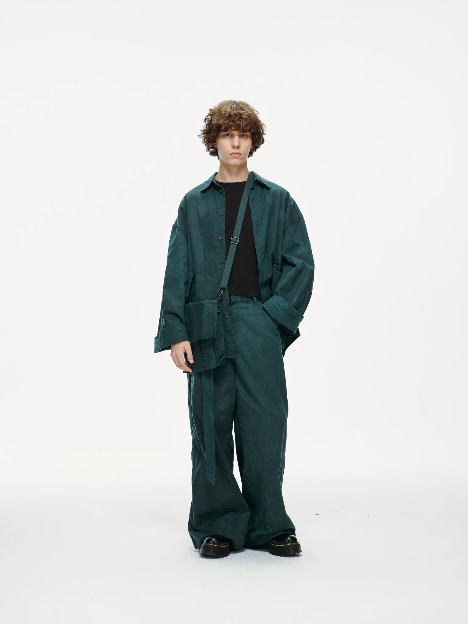 Crossbody Bag Overshirt - Jade Green, Light Wax - Image 10