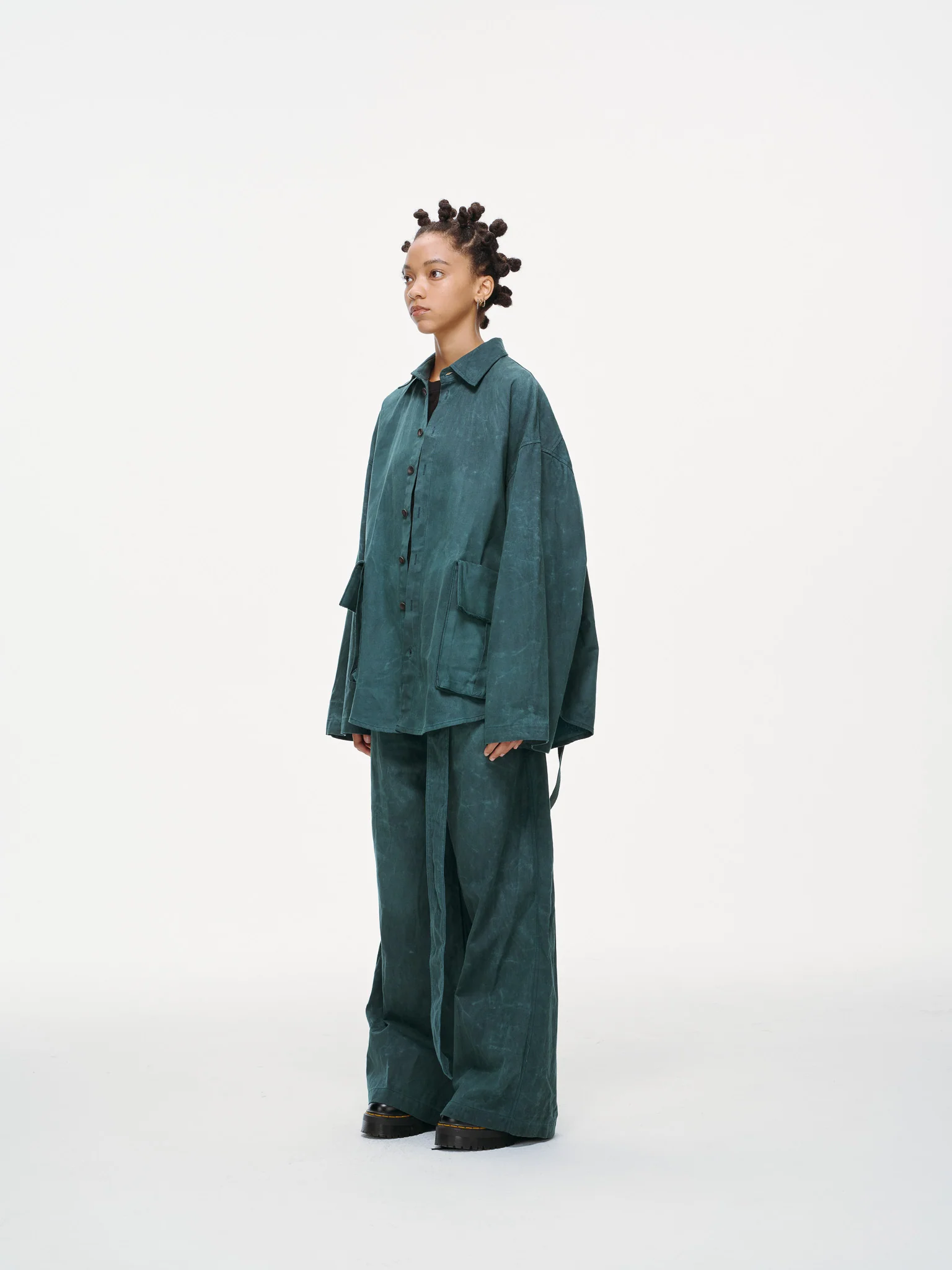 Crossbody Bag Overshirt - Jade Green, Light Wax - Image 12
