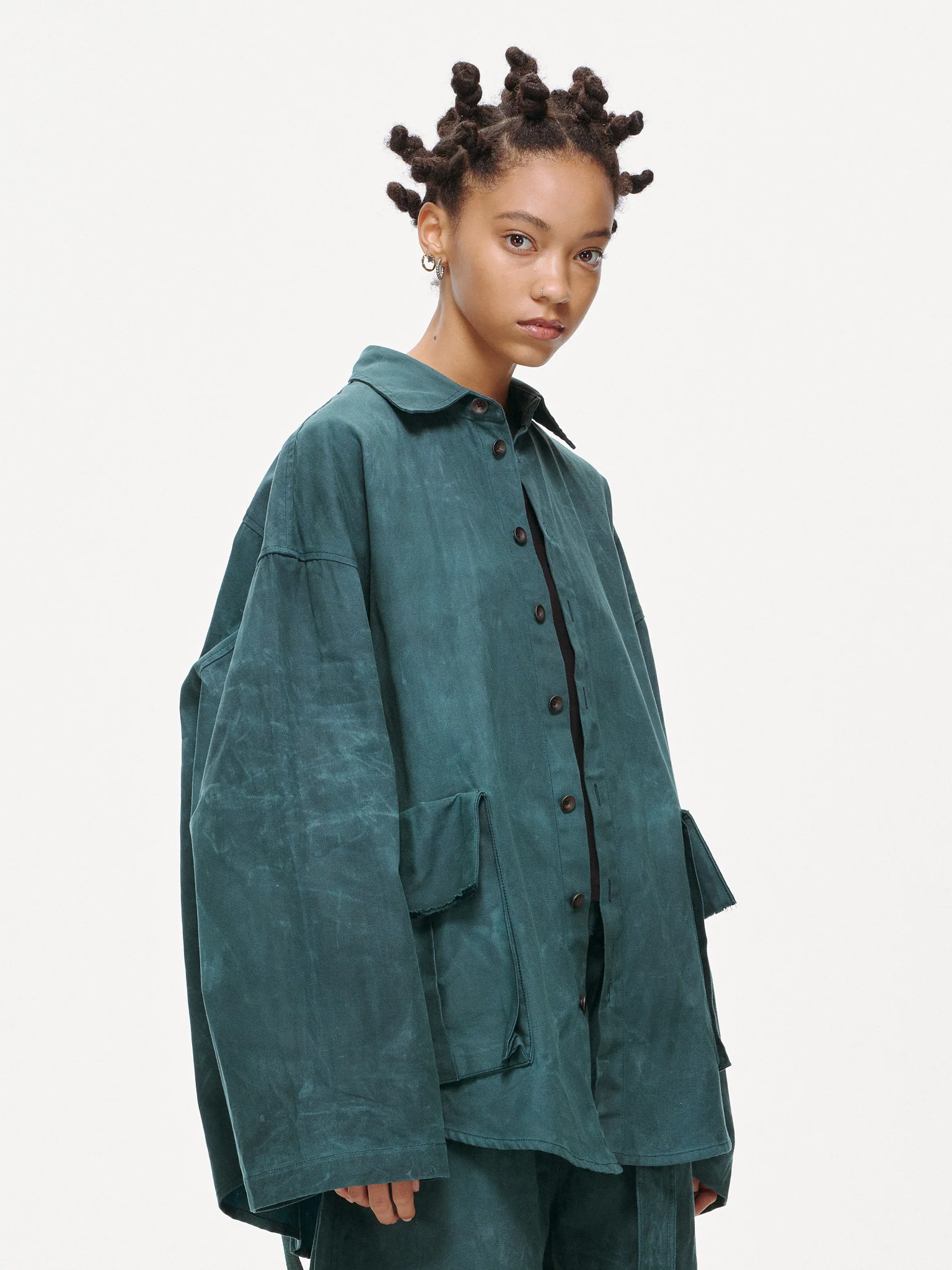 Crossbody Bag Overshirt - Jade Green, Light Wax - Image 13