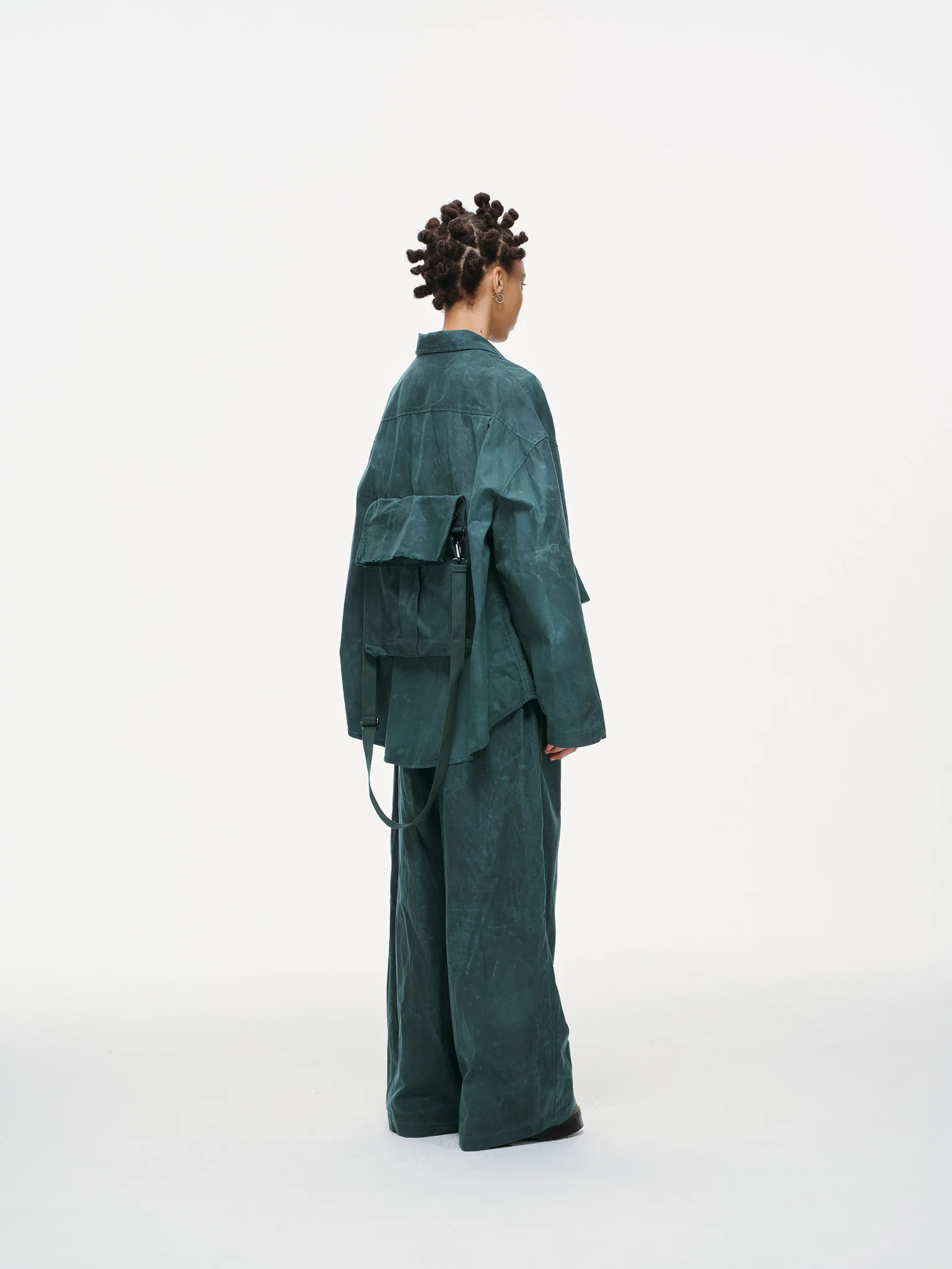 Crossbody Bag Overshirt - Jade Green, Light Wax - Image 14