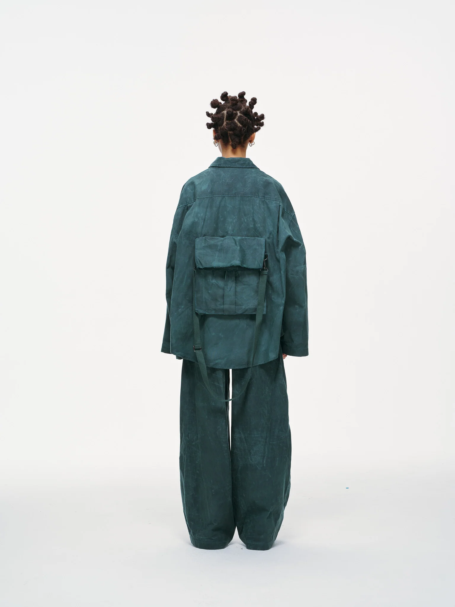 Crossbody Bag Overshirt - Jade Green, Light Wax - Image 15