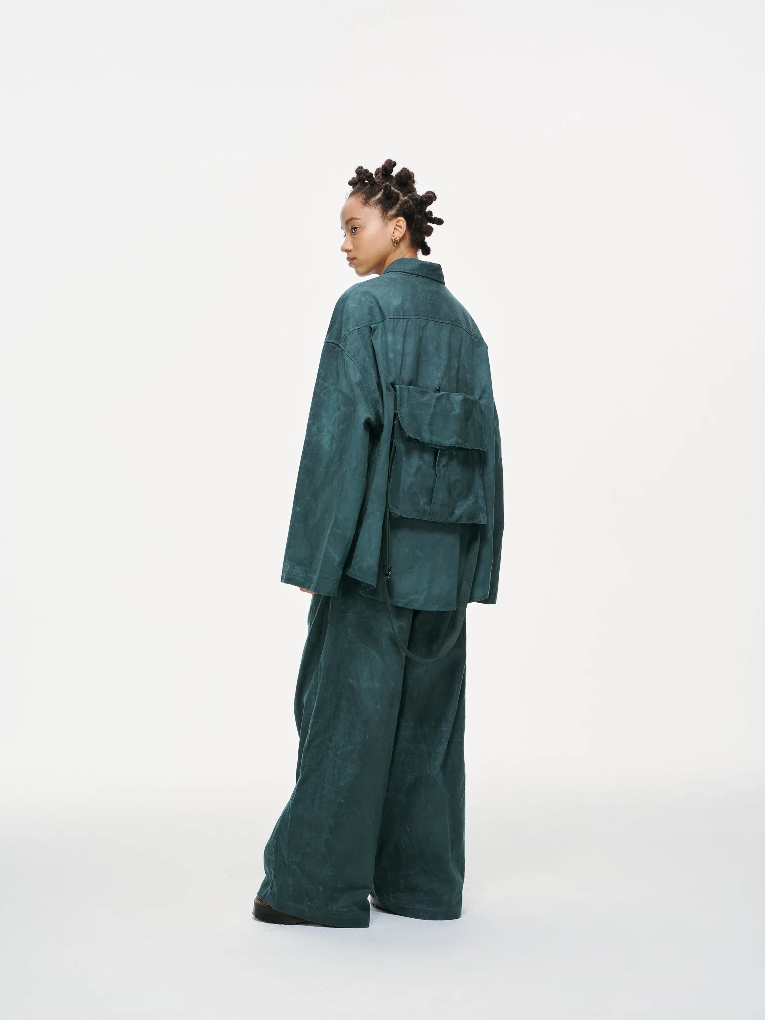 Crossbody Bag Overshirt - Jade Green, Light Wax - Image 16