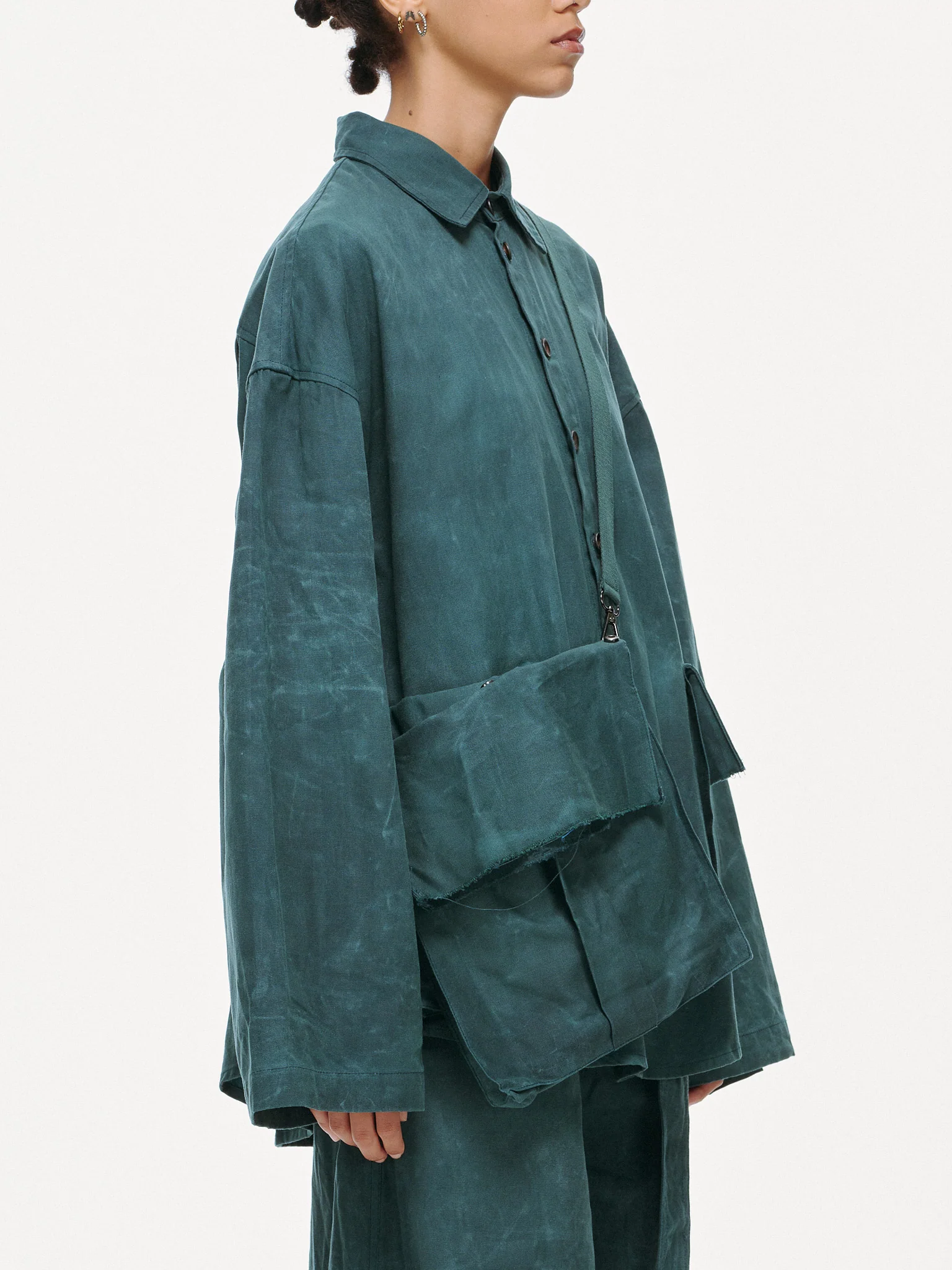 Crossbody Bag Overshirt - Jade Green, Light Wax - Image 19