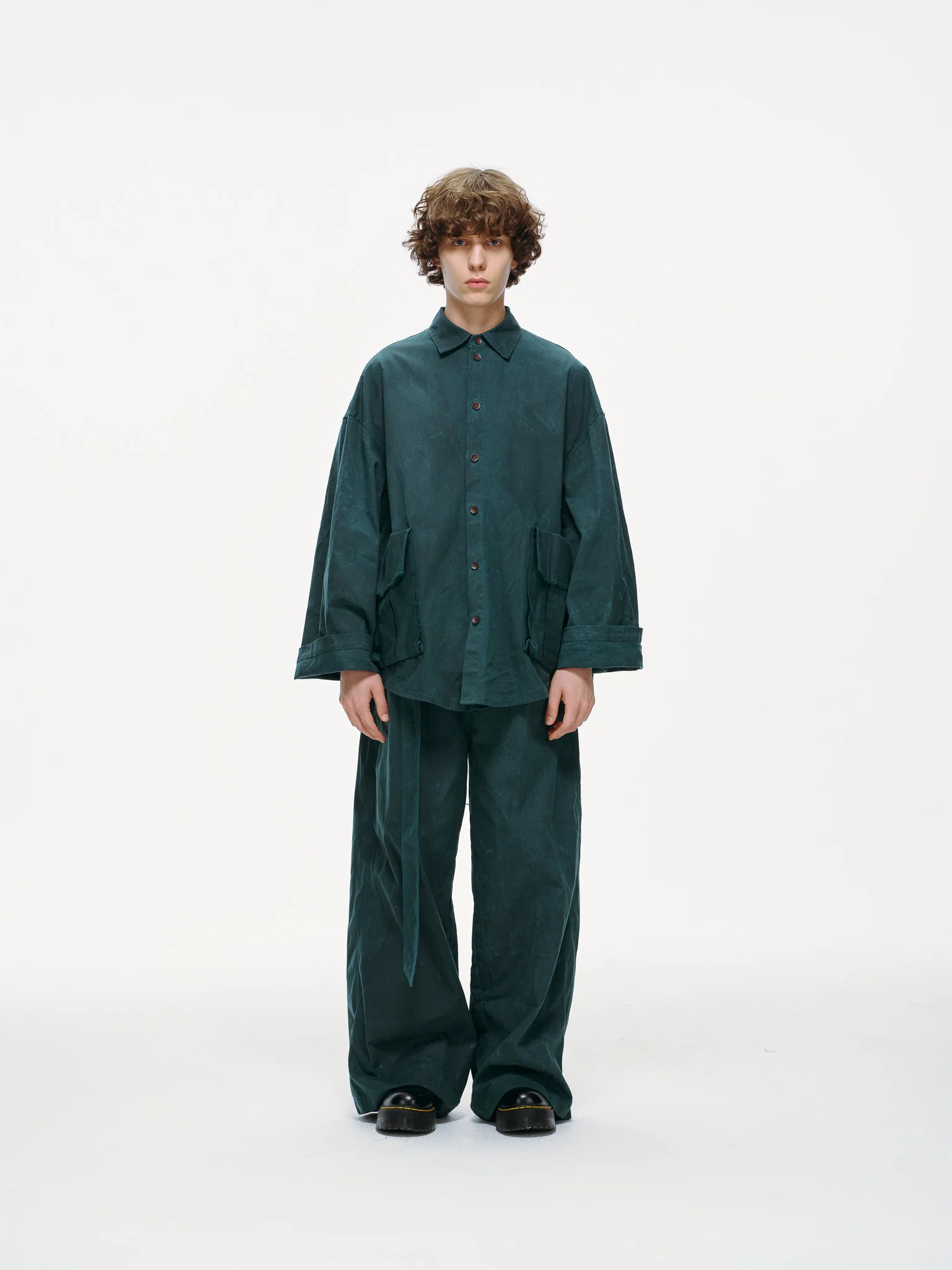 Crossbody Bag Overshirt - Jade Green, Light Wax - Image 3
