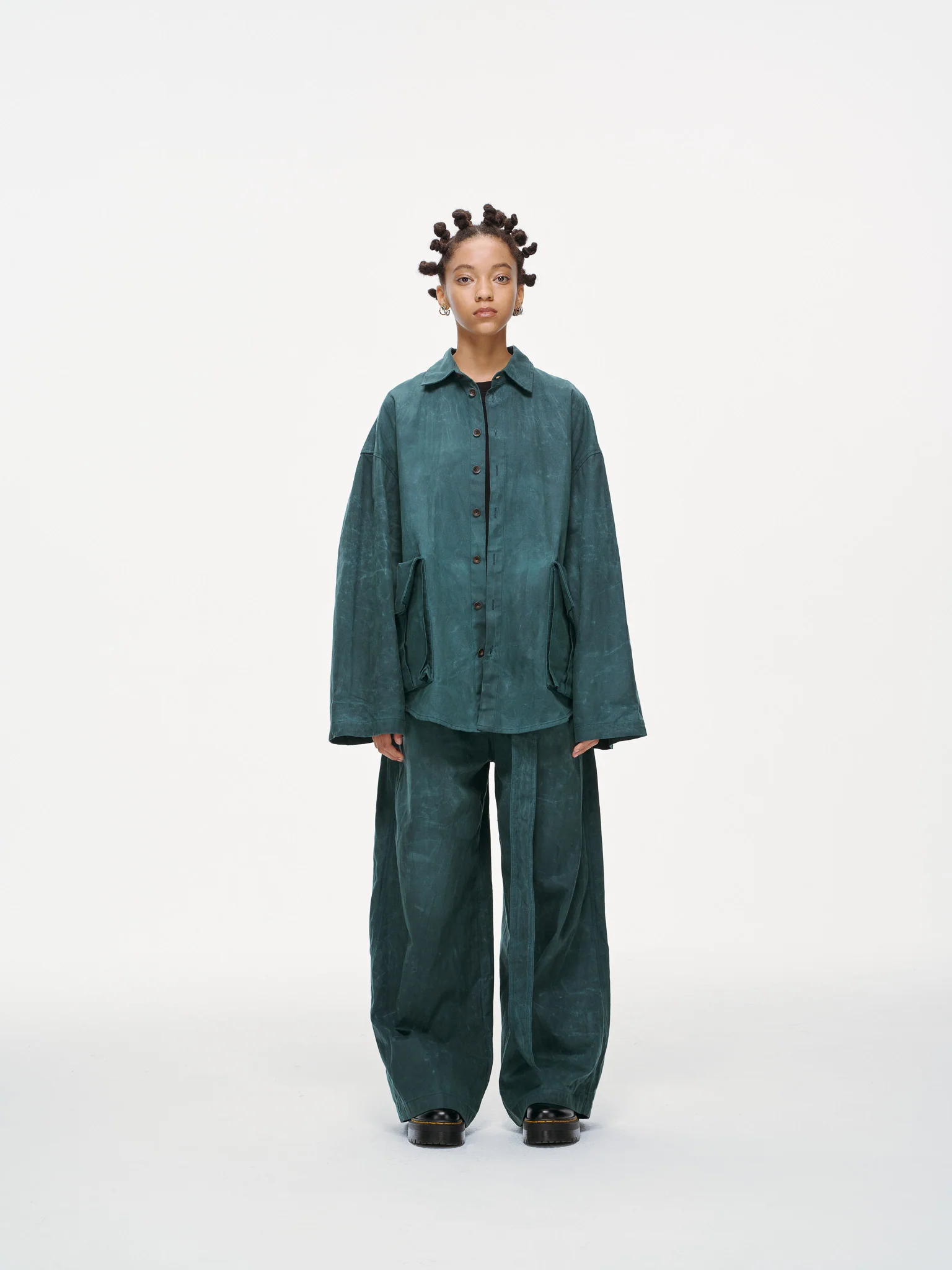 Crossbody Bag Overshirt - Jade Green, Light Wax - Image 4