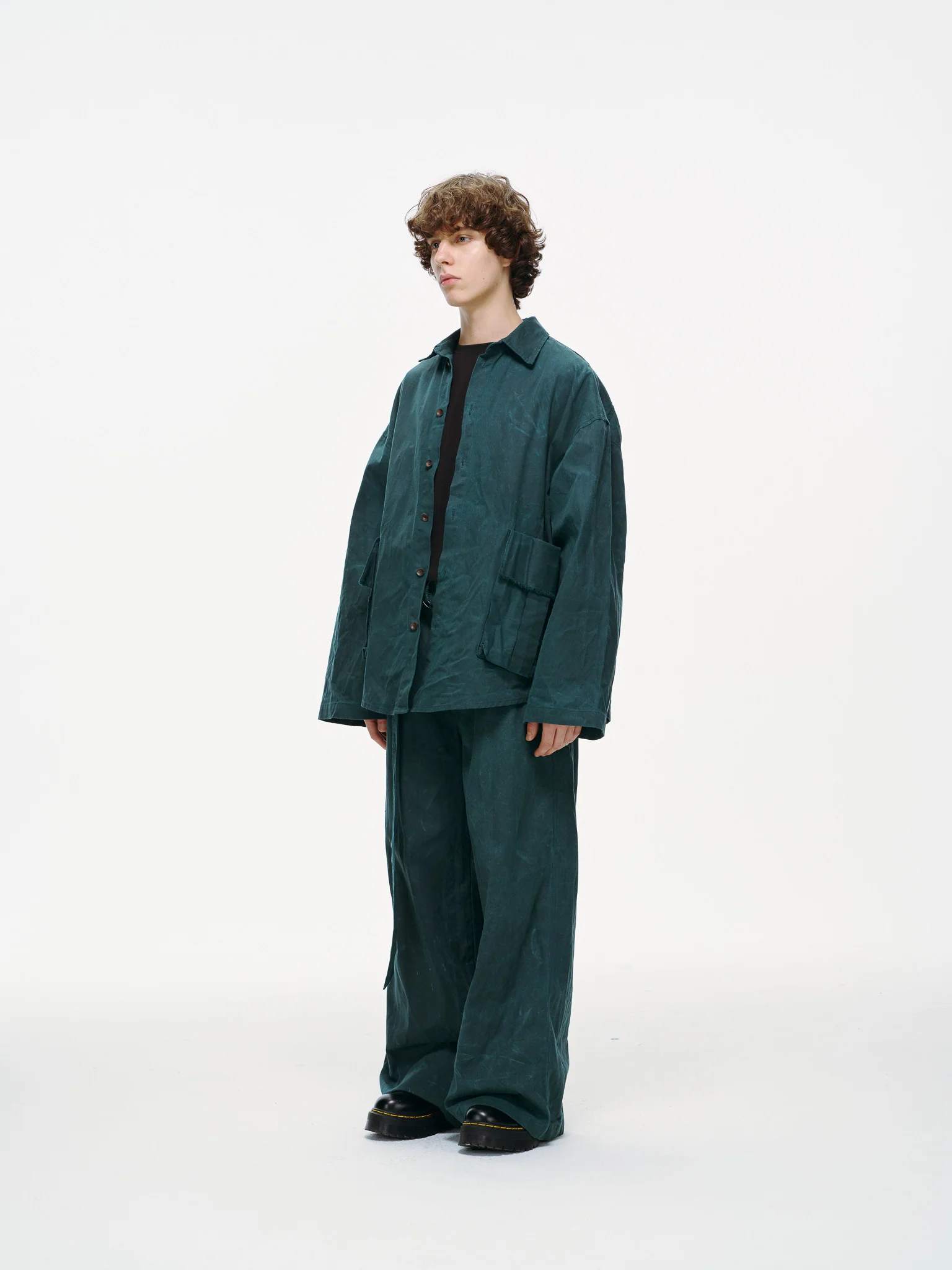 Crossbody Bag Overshirt - Jade Green, Light Wax - Image 5