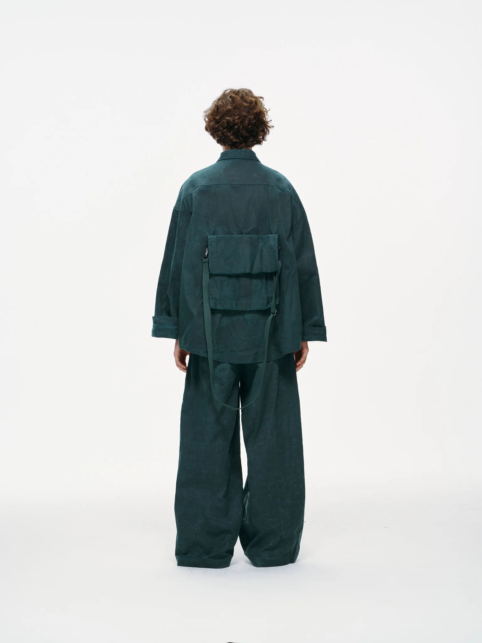 Crossbody Bag Overshirt - Jade Green, Light Wax - Image 6