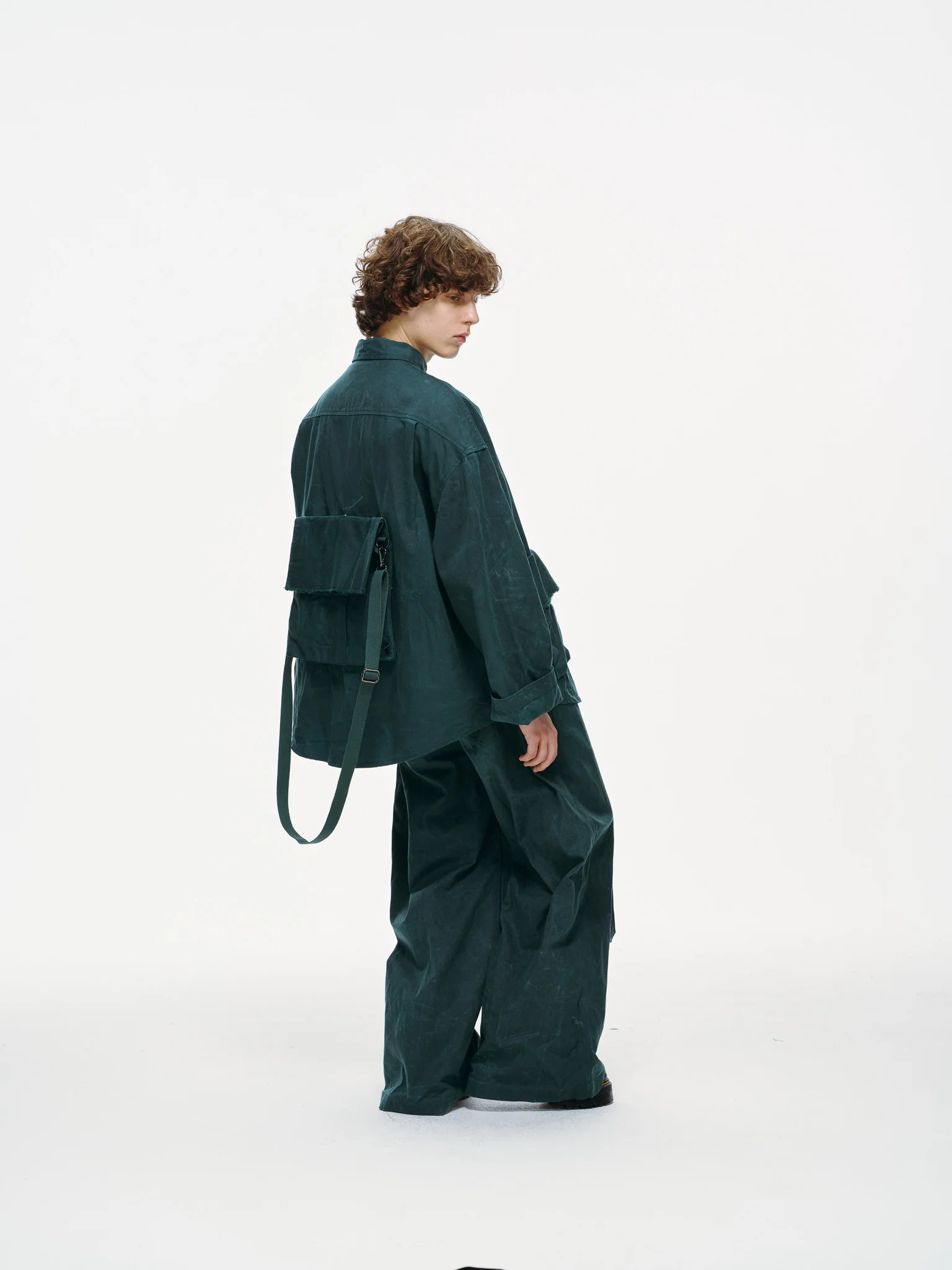 Crossbody Bag Overshirt - Jade Green, Light Wax - Image 7