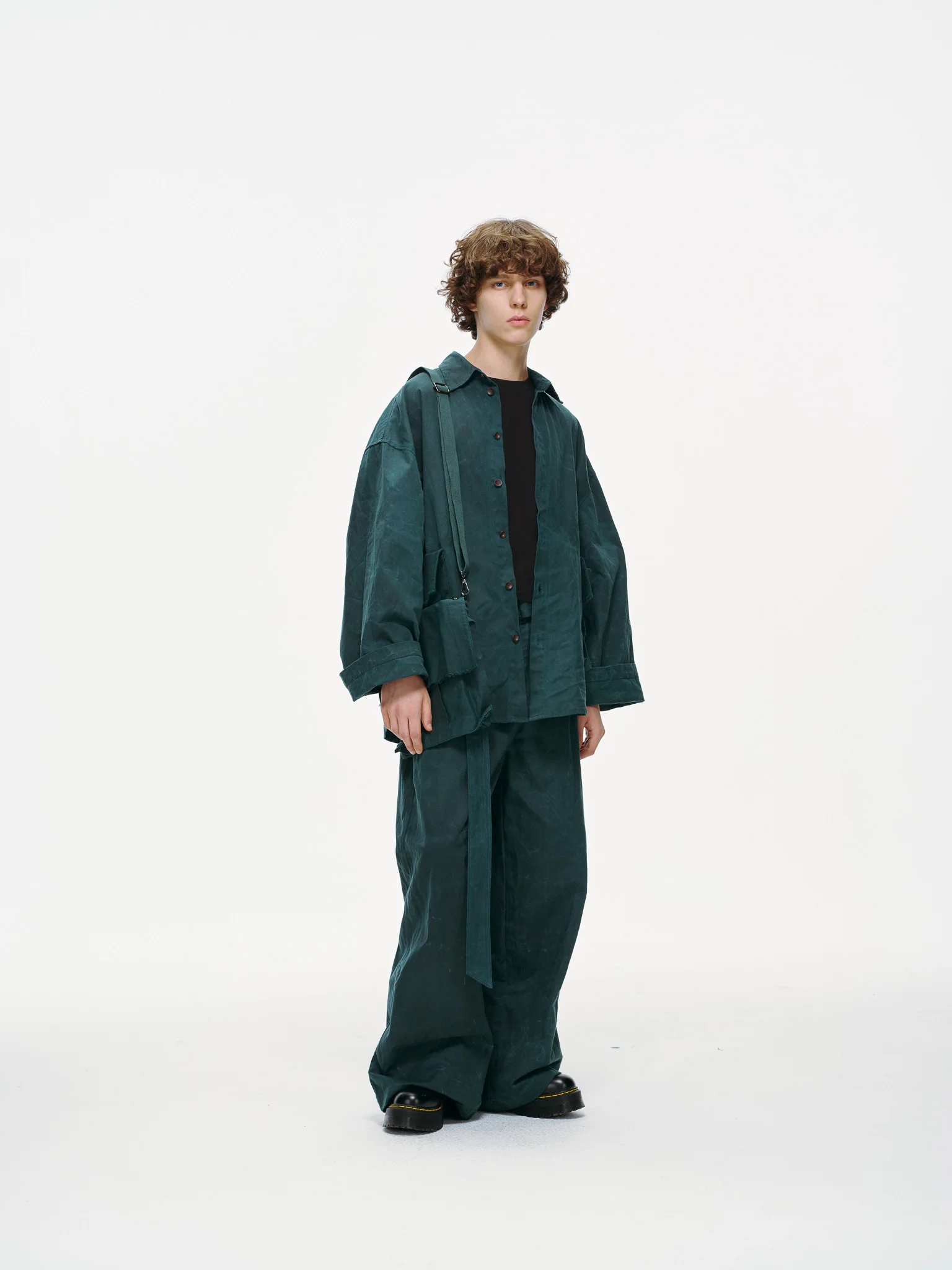 Crossbody Bag Overshirt - Jade Green, Light Wax - Image 8