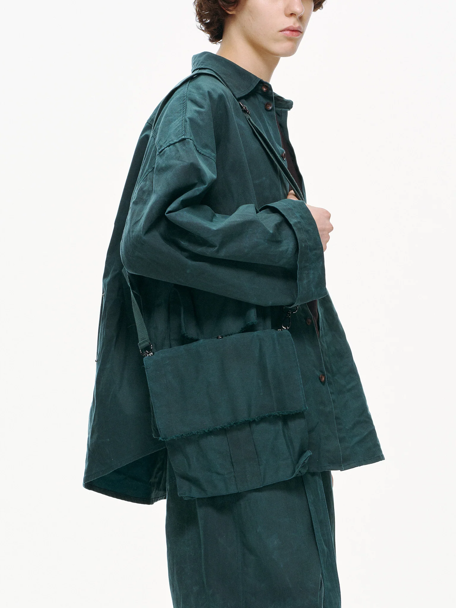 Crossbody Bag Overshirt - Jade Green, Light Wax - Image 9
