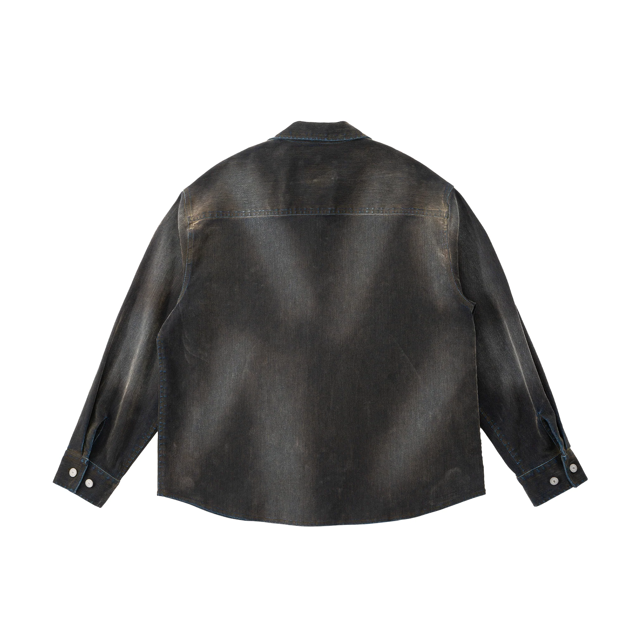 Iridescent Denim Long Sleeve Shirt Jacket – Charcoal Wash - Image 16