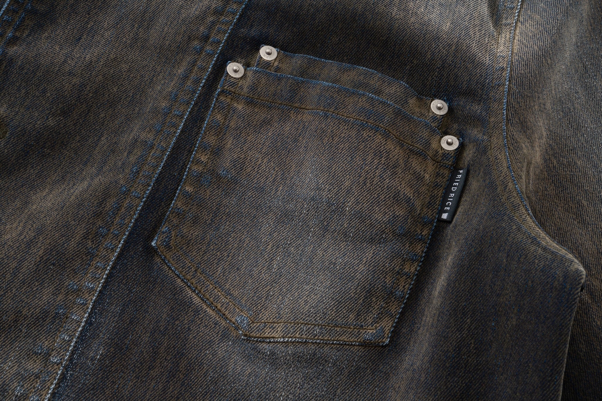 Iridescent Denim Long Sleeve Shirt Jacket – Charcoal Wash - Image 19