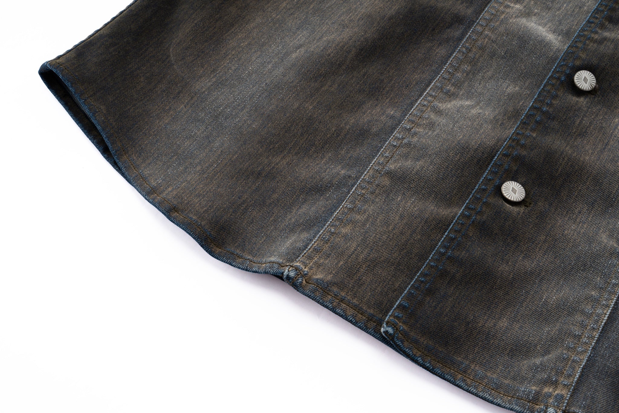 Iridescent Denim Long Sleeve Shirt Jacket – Charcoal Wash - Image 20