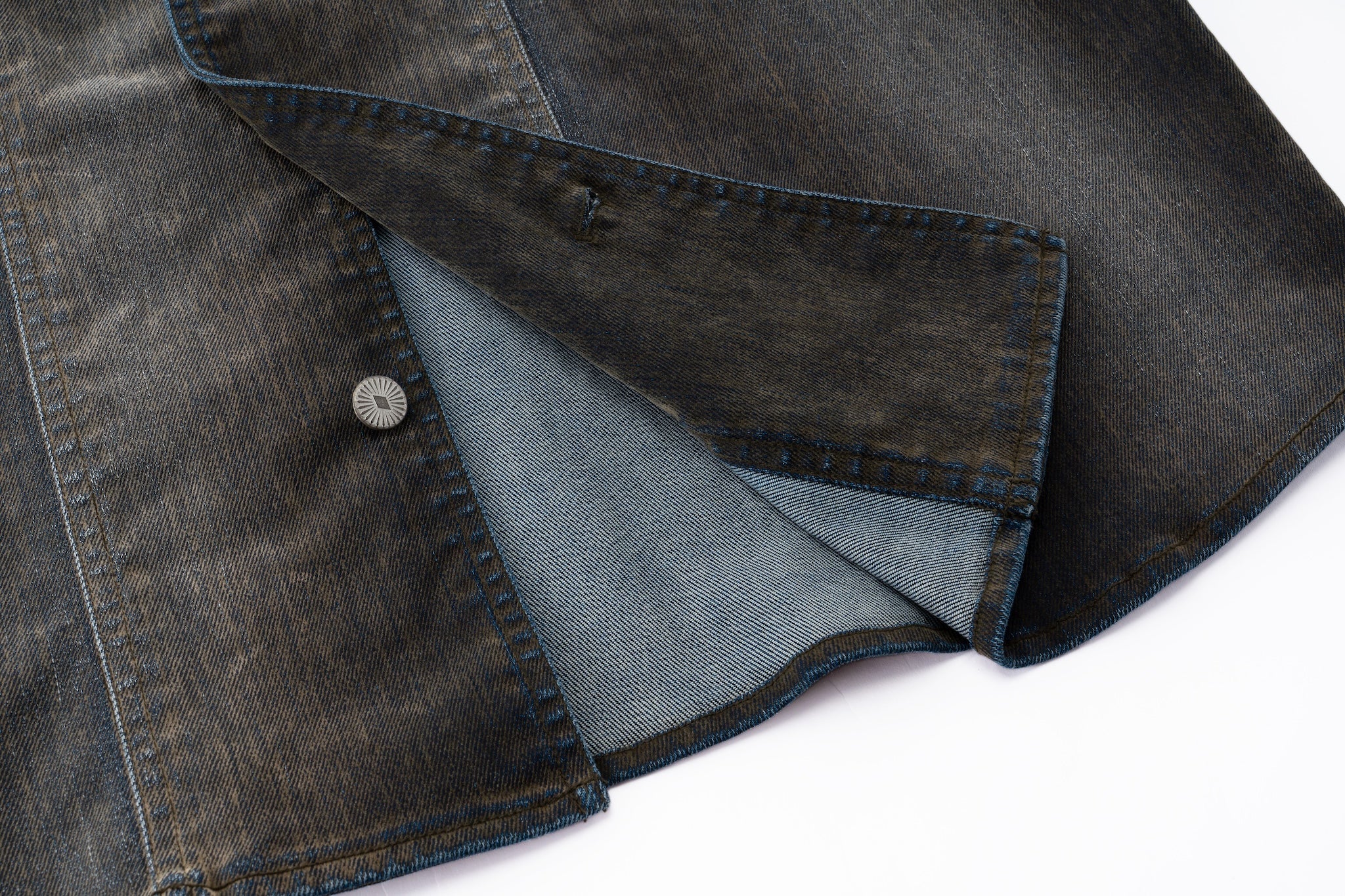 Iridescent Denim Long Sleeve Shirt Jacket – Charcoal Wash - Image 21