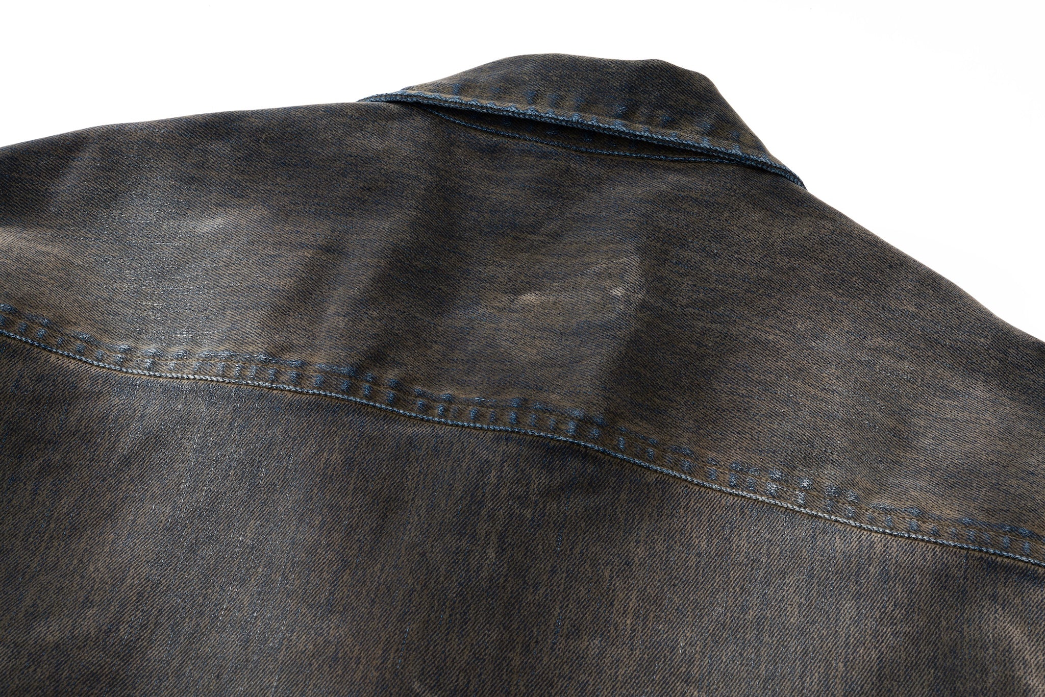 Iridescent Denim Long Sleeve Shirt Jacket – Charcoal Wash - Image 23