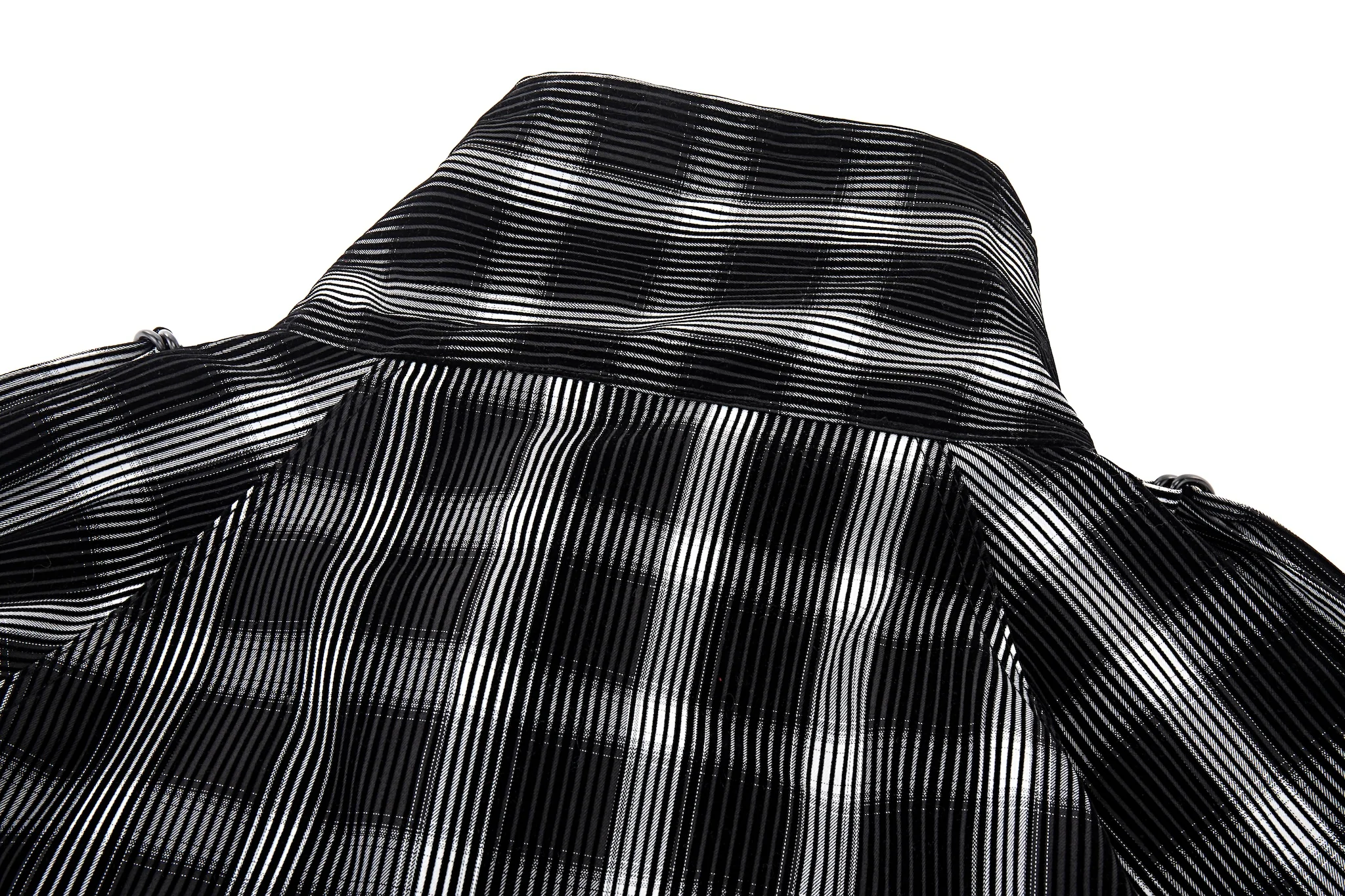 Distorted Plaid Half-Zip Pullover – Black & White, Boxy Fit - Image 15