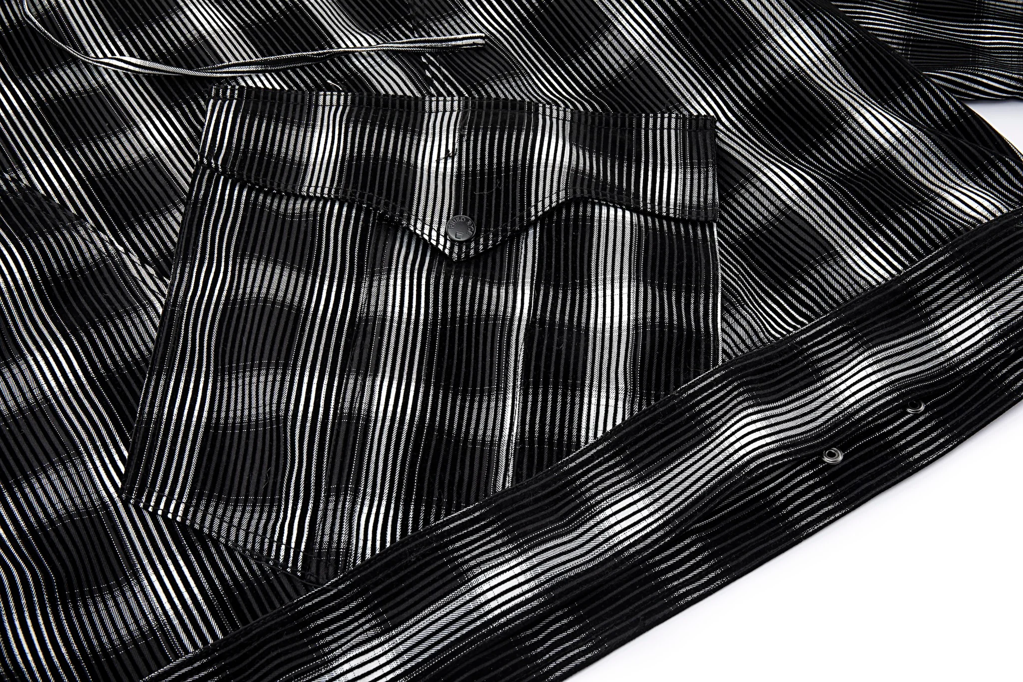 Distorted Plaid Half-Zip Pullover – Black & White, Boxy Fit - Image 16