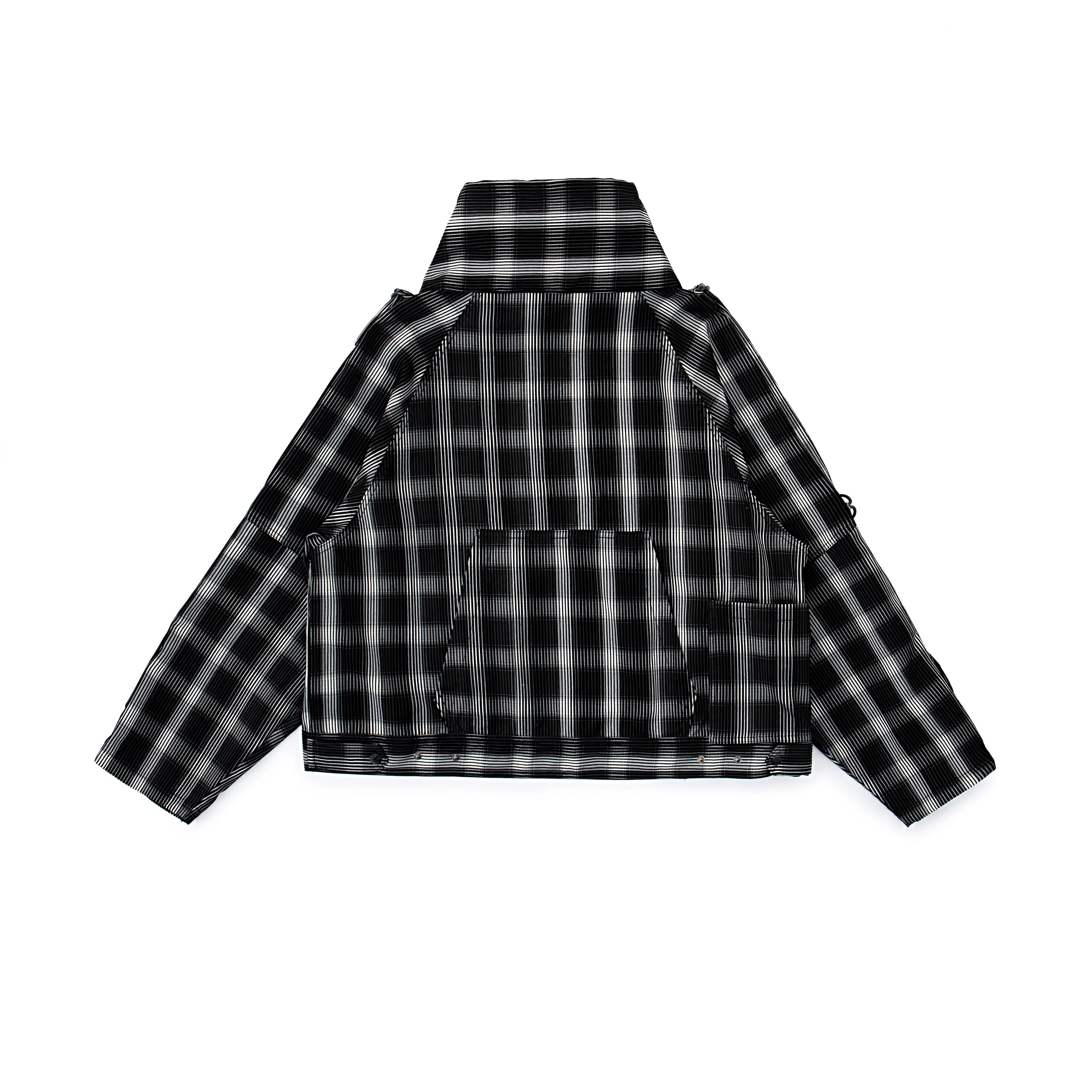 Distorted Plaid Half-Zip Pullover – Black & White, Boxy Fit - Image 3
