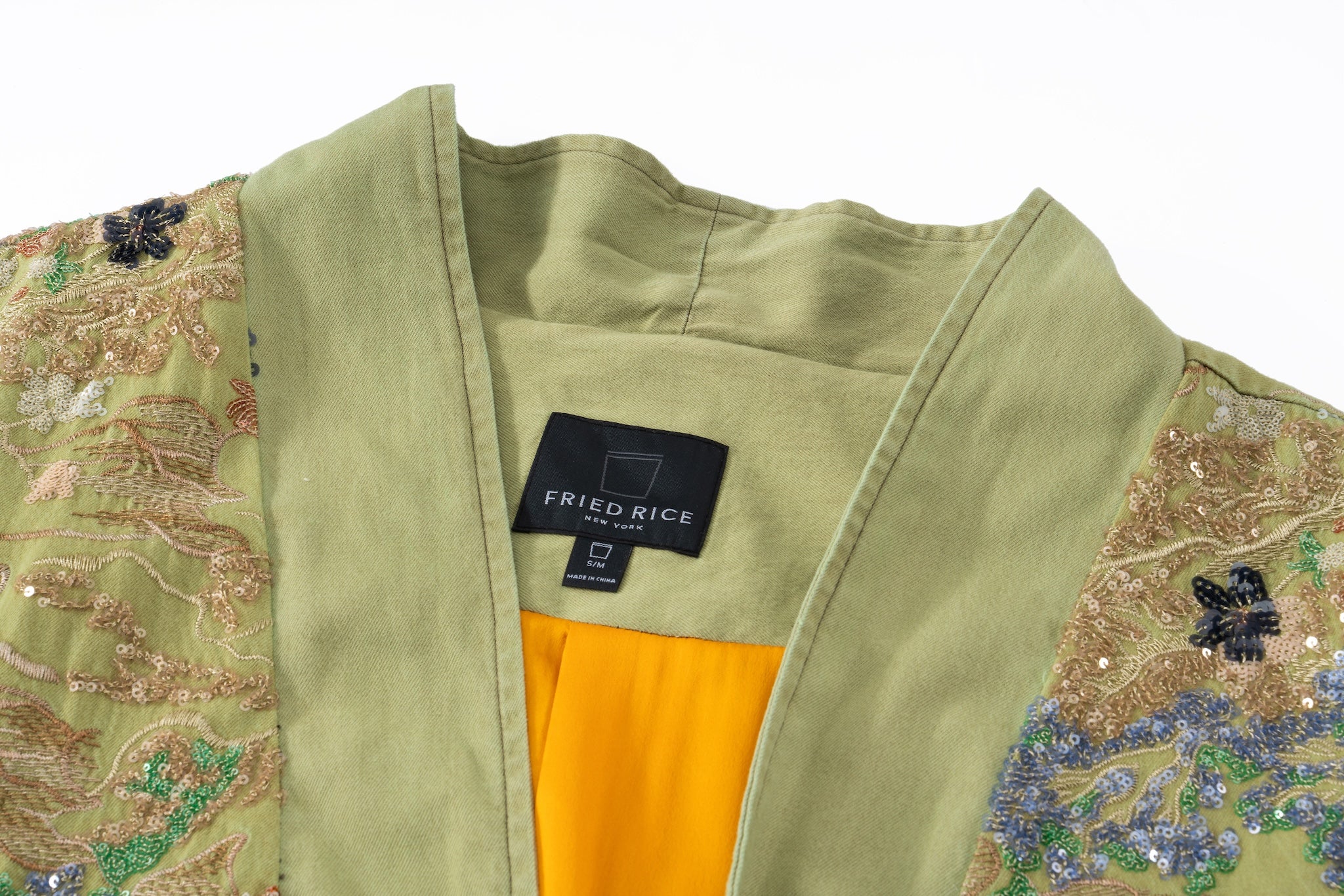Embroidered Kimono-Inspired Jacket - Sage - Image 14