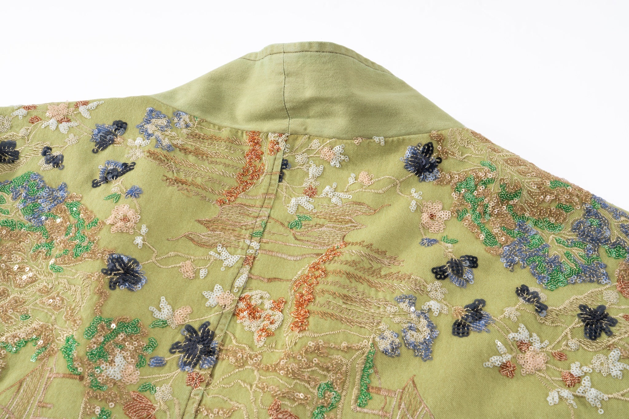 Embroidered Kimono-Inspired Jacket - Sage - Image 15