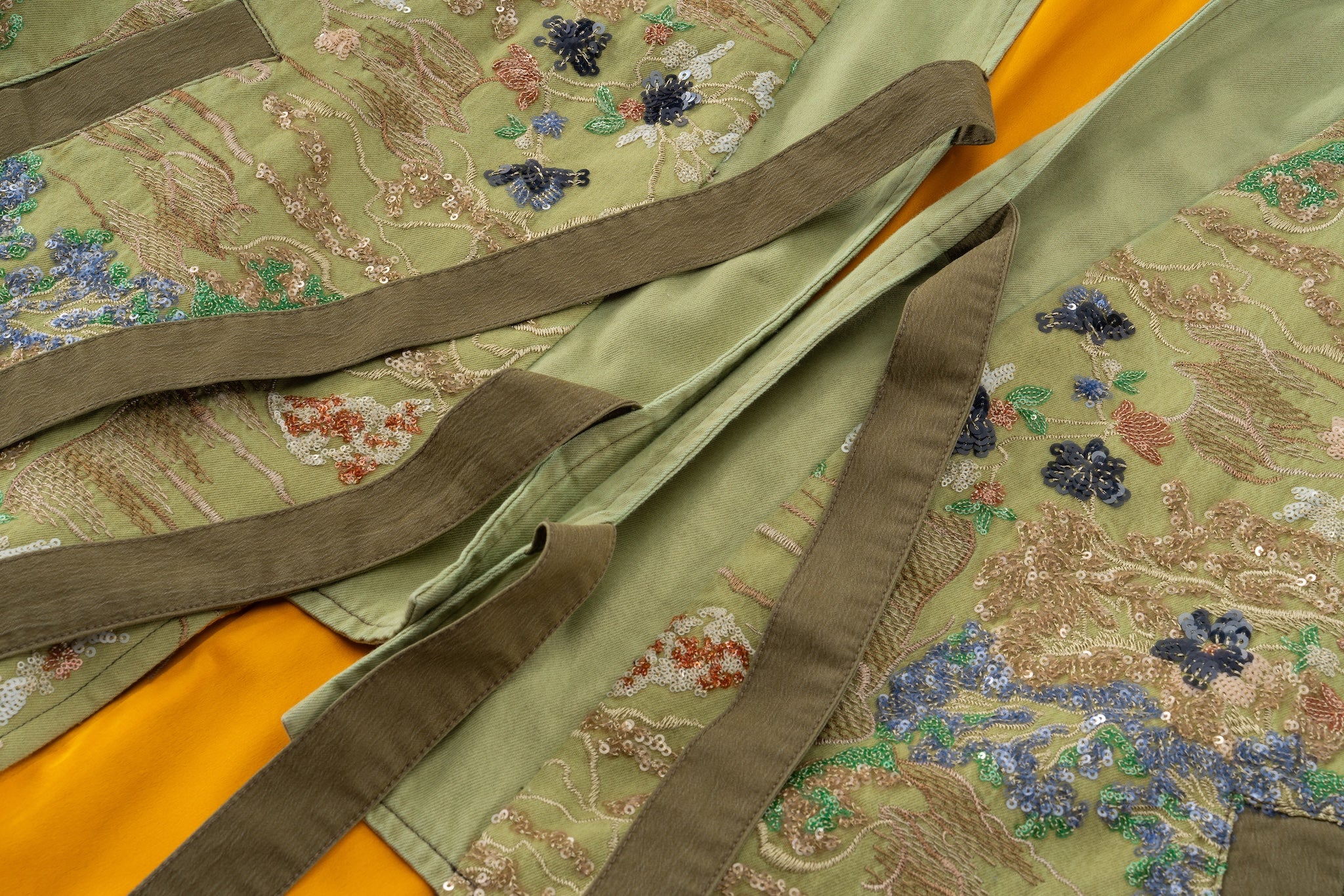 Embroidered Kimono-Inspired Jacket - Sage - Image 16