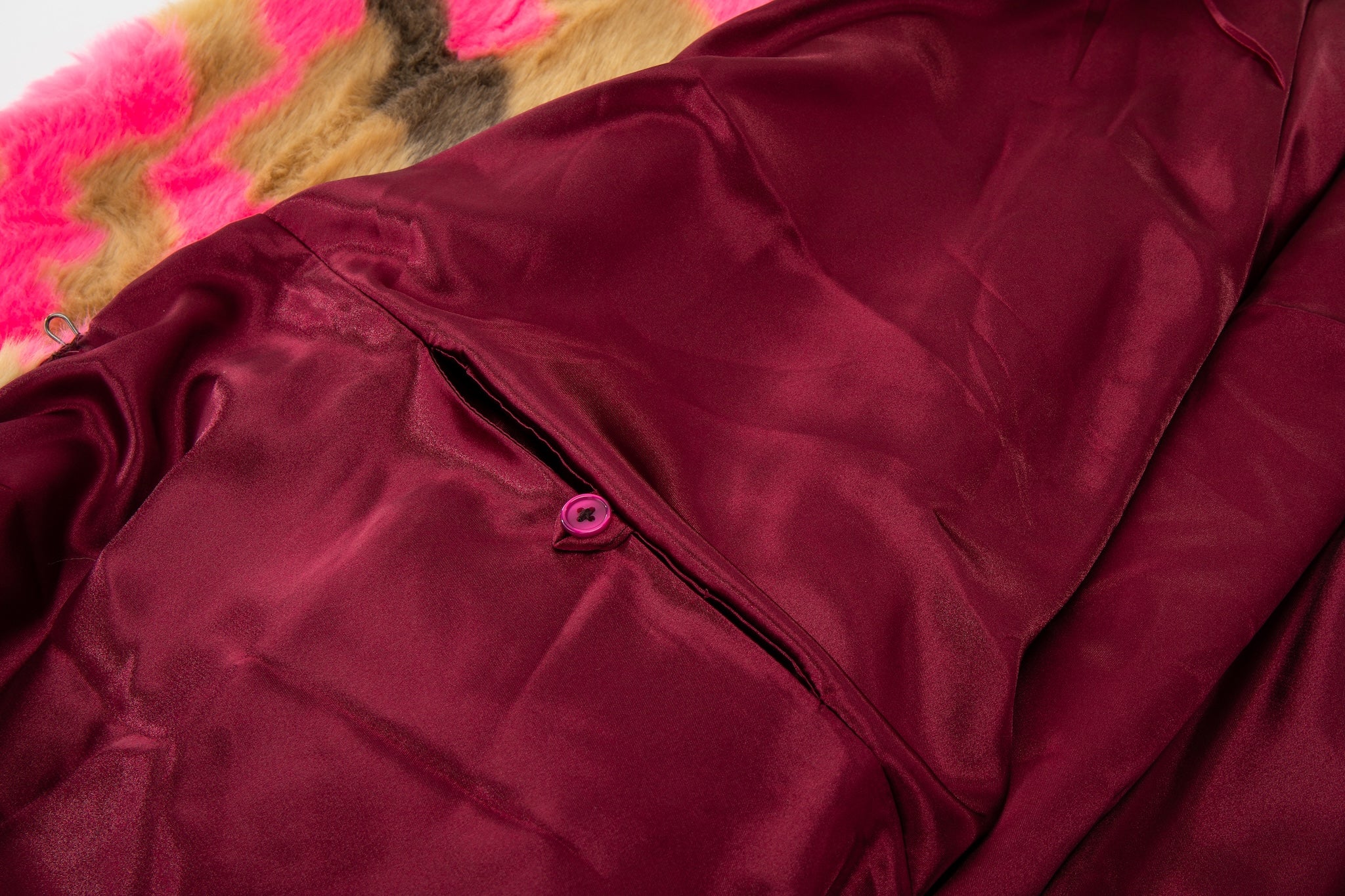 Plush Pop Cropped Faux Fur – Pink Over Camo - Image 15