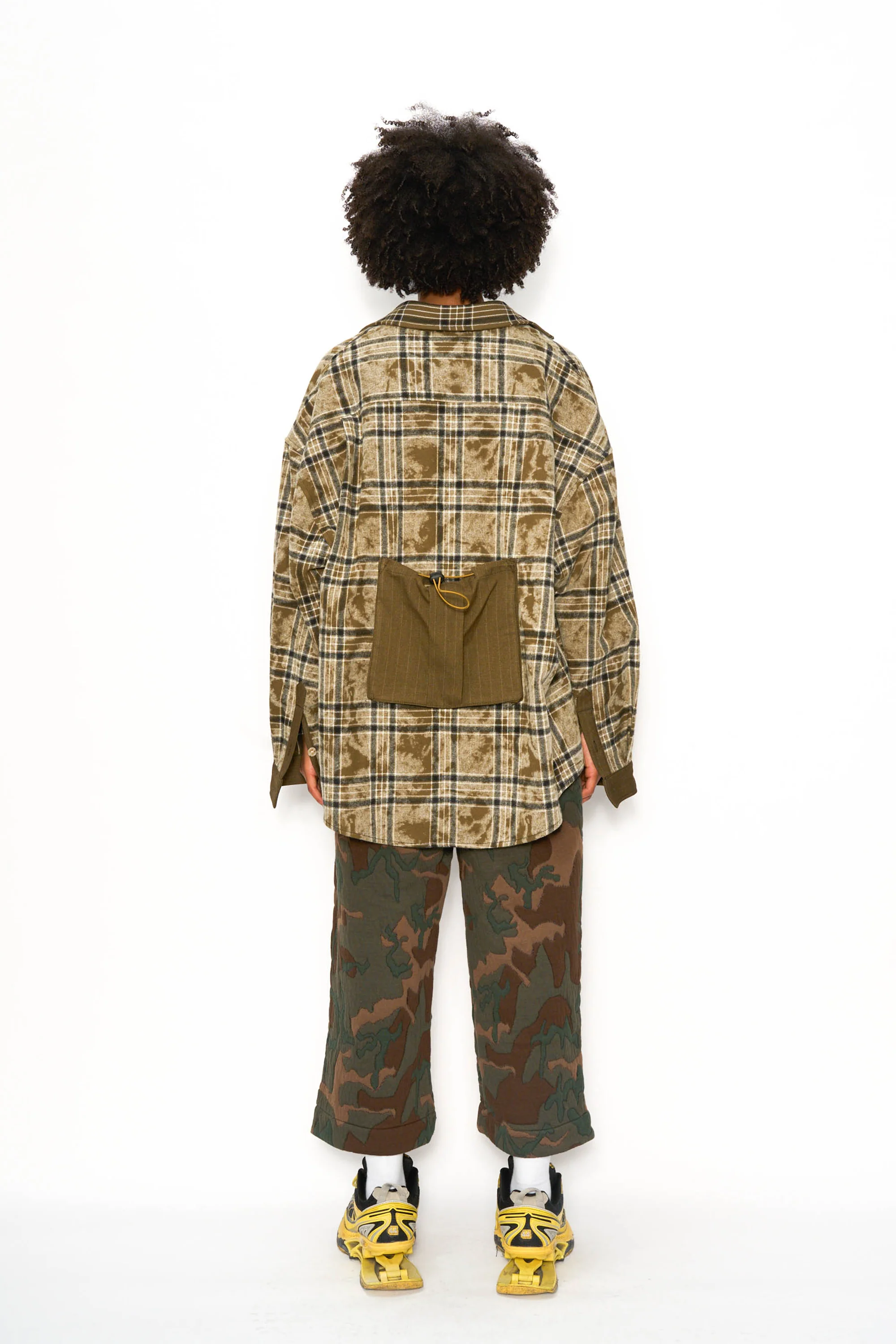 Acid Wash Staggered Plaid Overshirt - Image 13