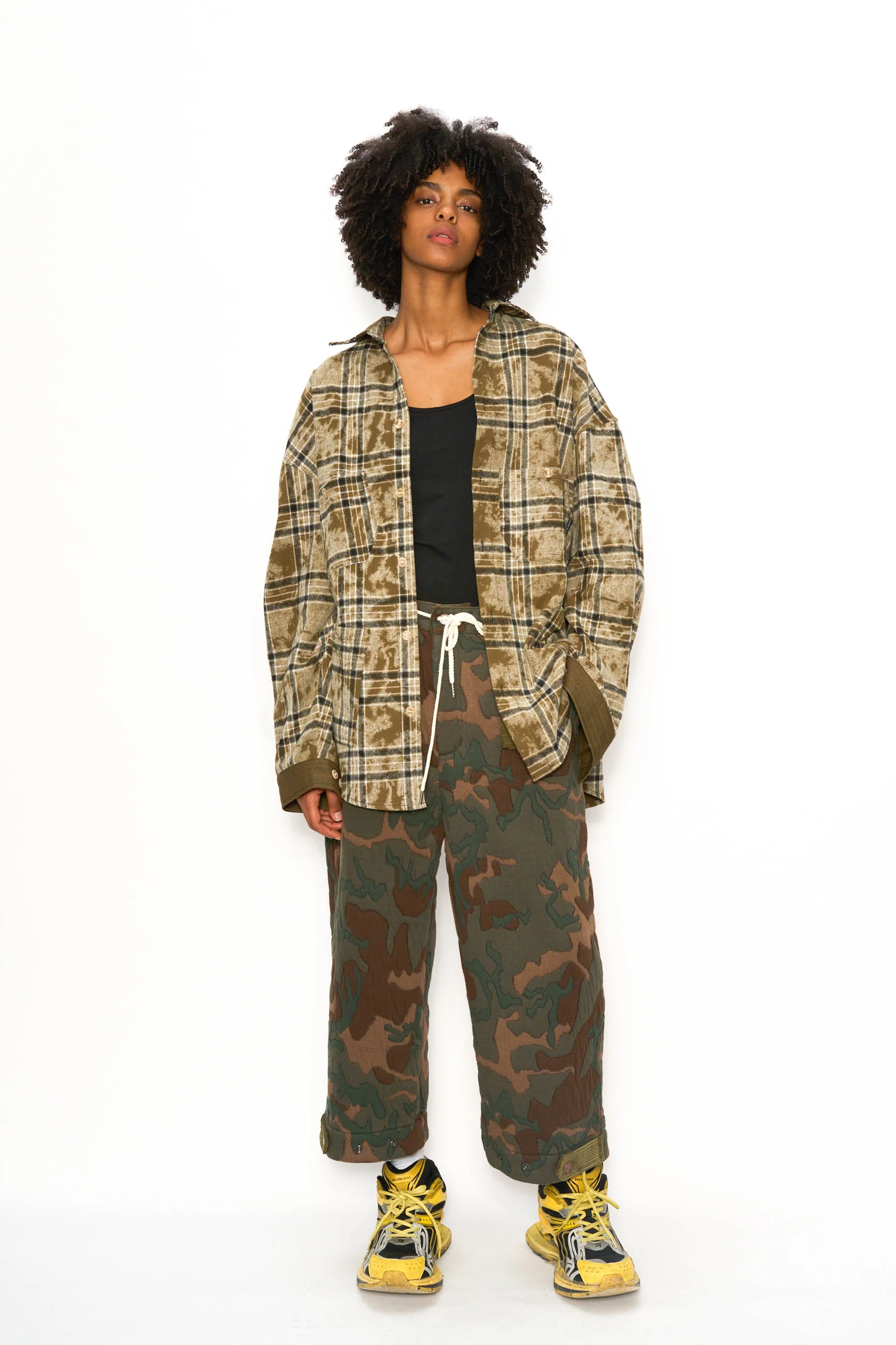Acid Wash Staggered Plaid Overshirt - Image 4