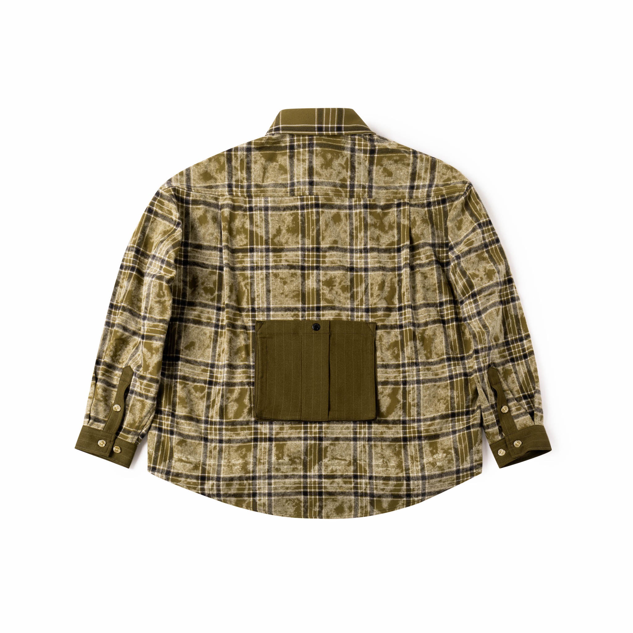 Acid Wash Staggered Plaid Overshirt - Image 5