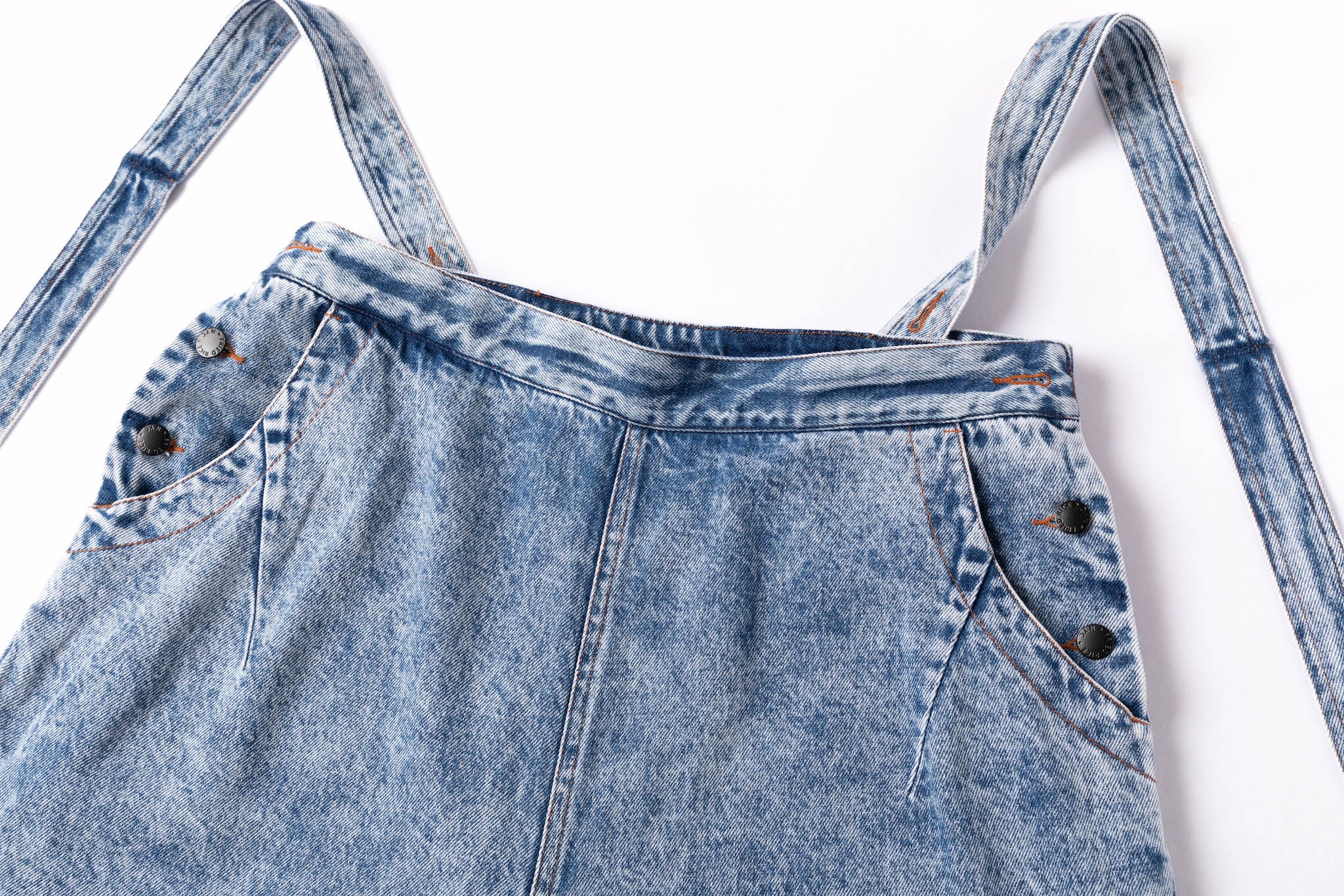 Zip Split Overalls - Washed Blue - Image 11