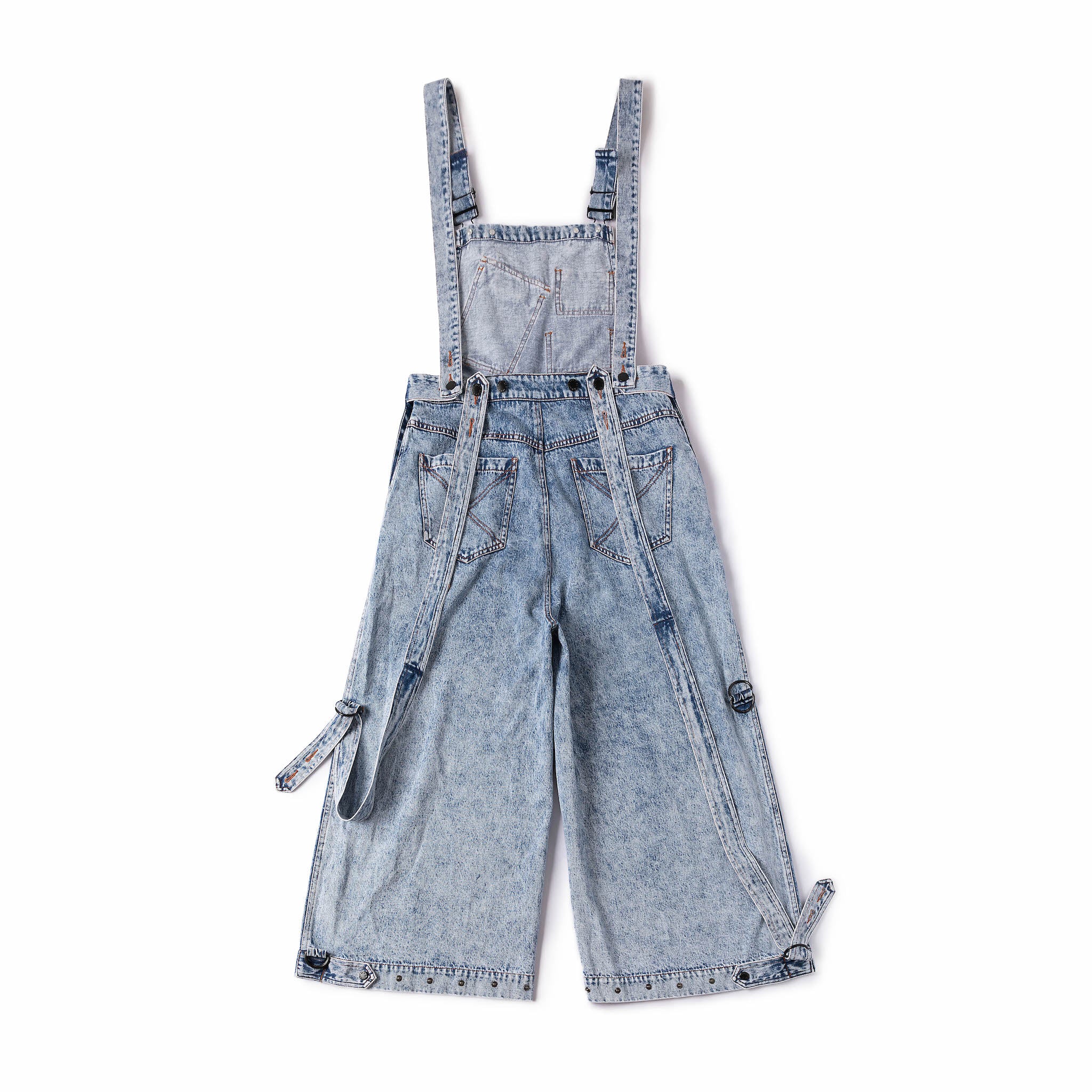 Zip Split Overalls - Washed Blue - Image 13