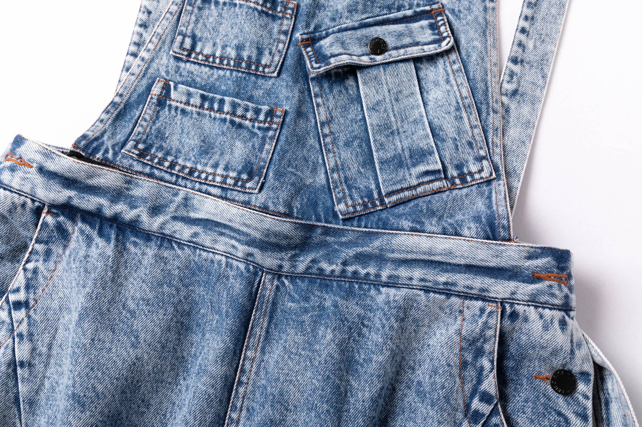 Zip Split Overalls - Washed Blue - Image 5