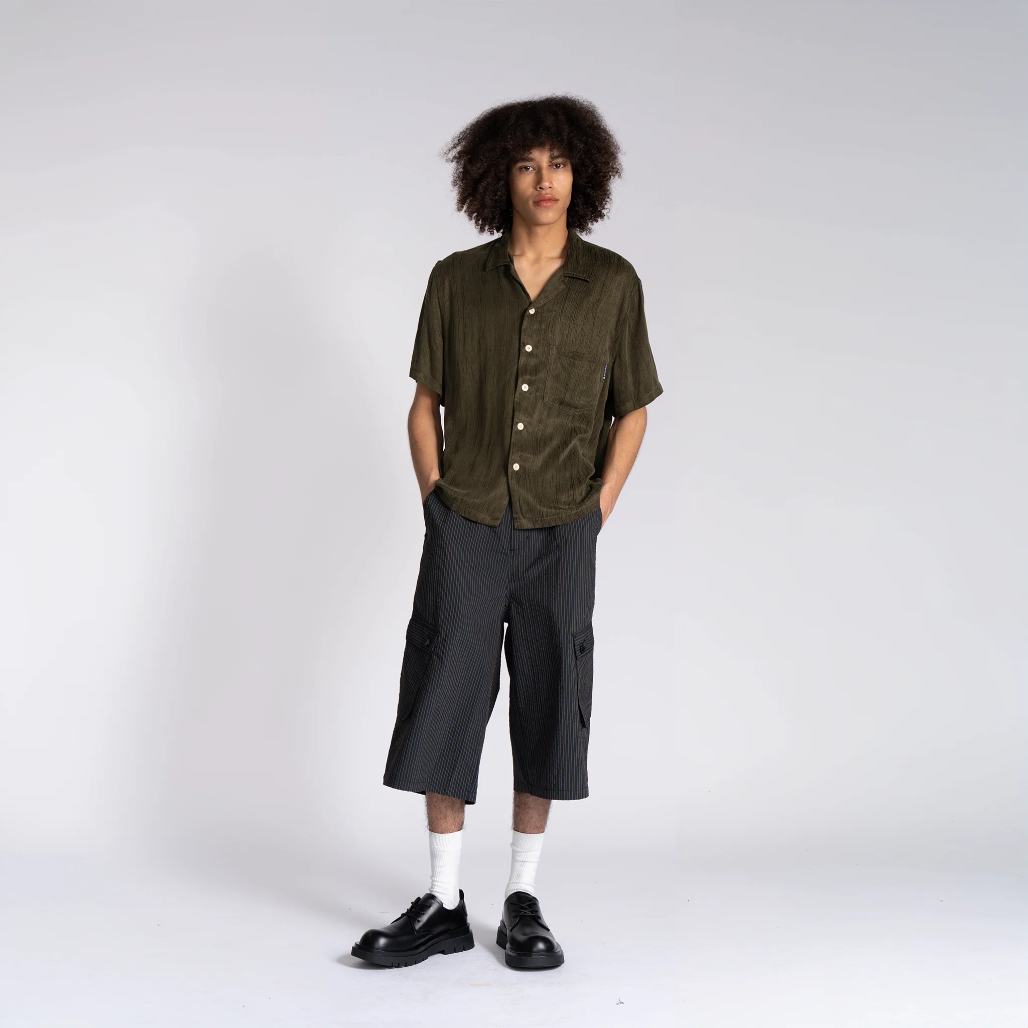 Cupro Button Up - Olive - Image 3