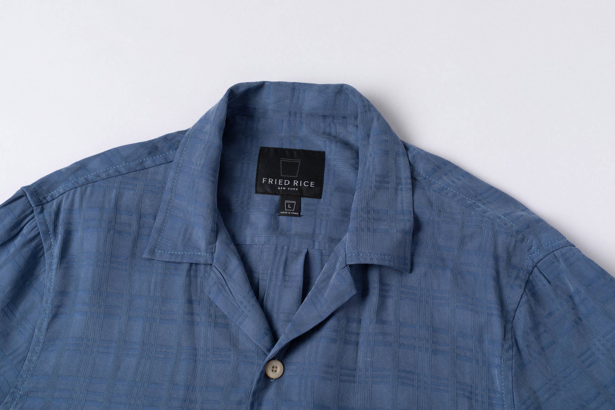 Cupro Button Up - Checkered Blue - Image 3