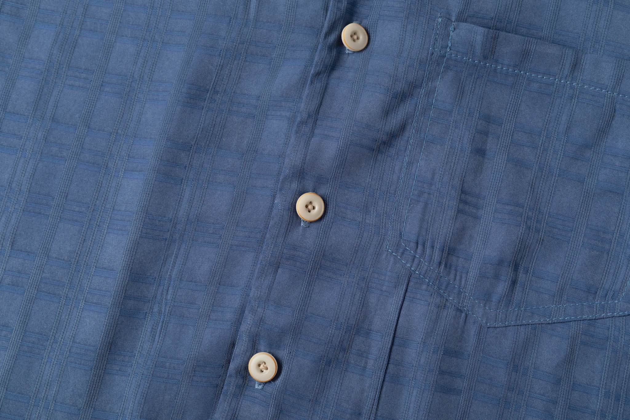 Cupro Button Up - Checkered Blue - Image 4