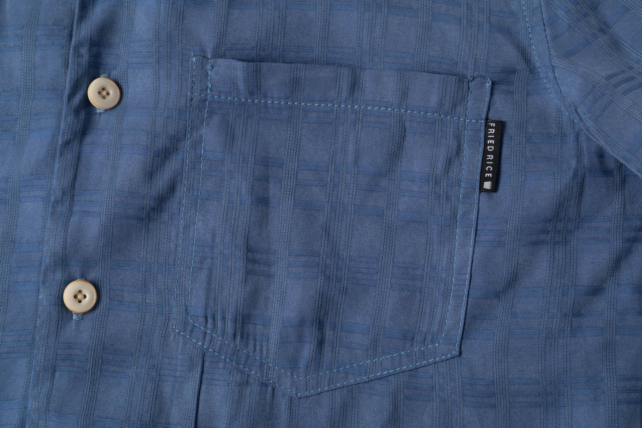 Cupro Button Up - Checkered Blue - Image 5